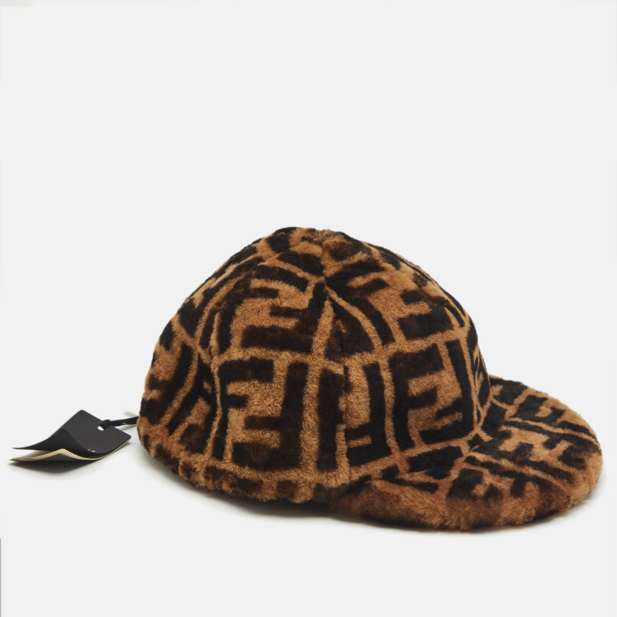 

Fendi Brown Zucca Shearling Baseball Cap