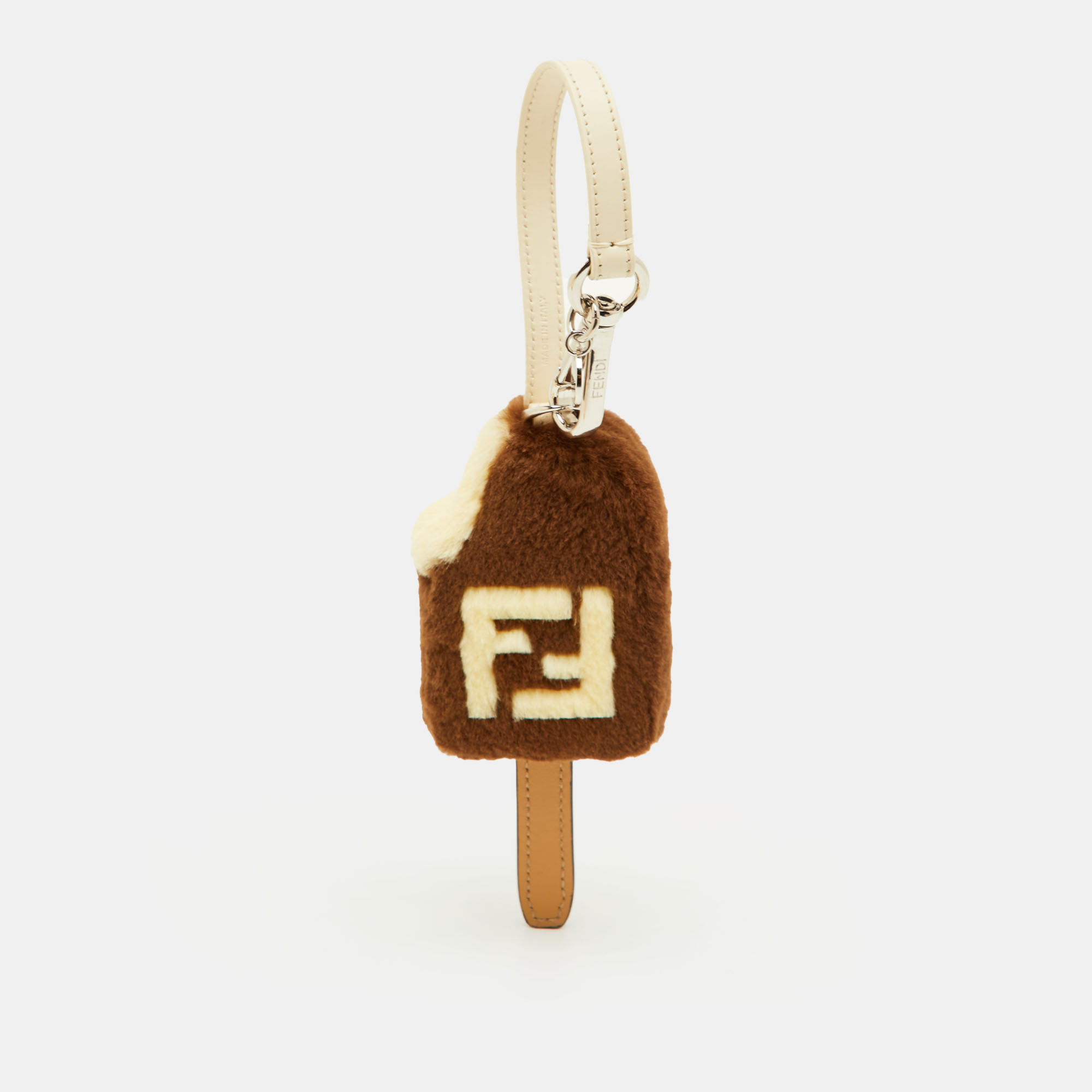 Pre-owned Fendi Brown/cream Mink Fur Ice-cream Bag Charm