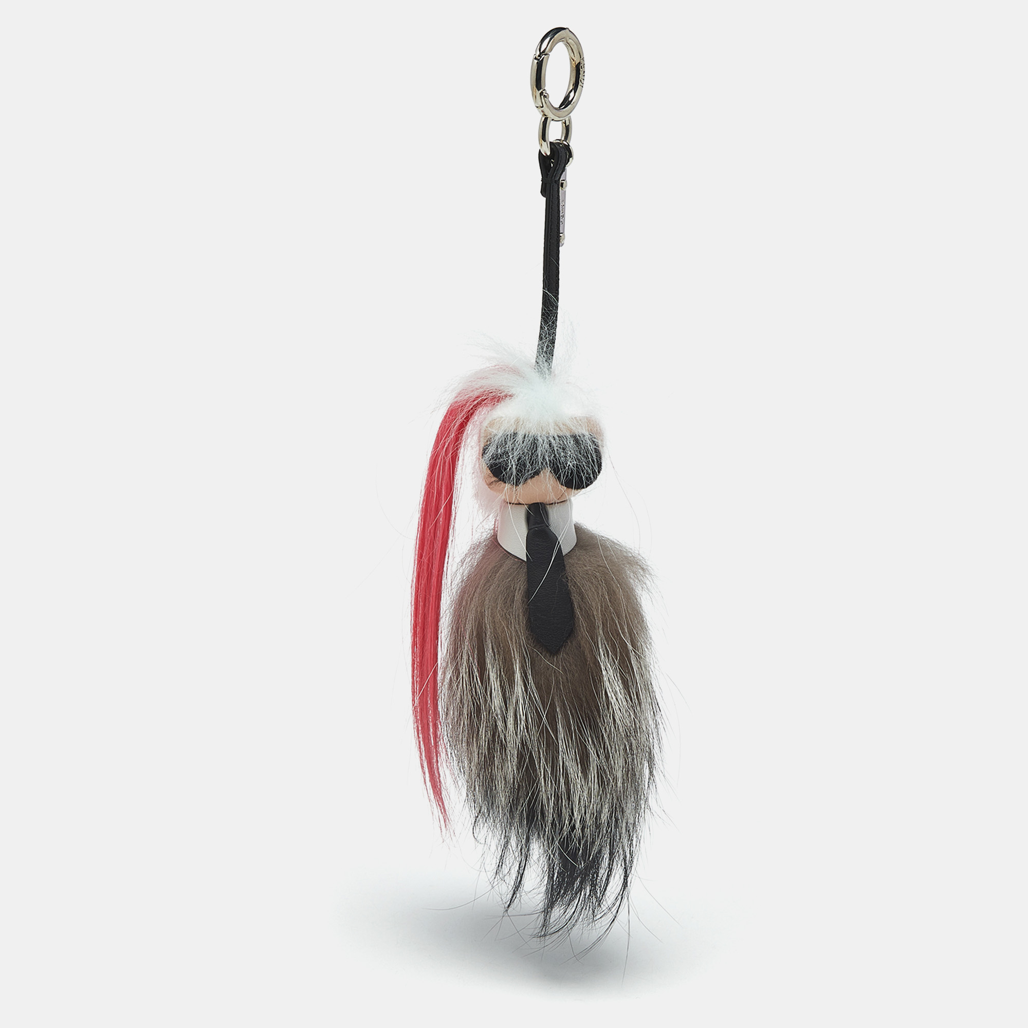 Pre-owned Fendi Karlito Bag Charm Multicolor Fur And Leather