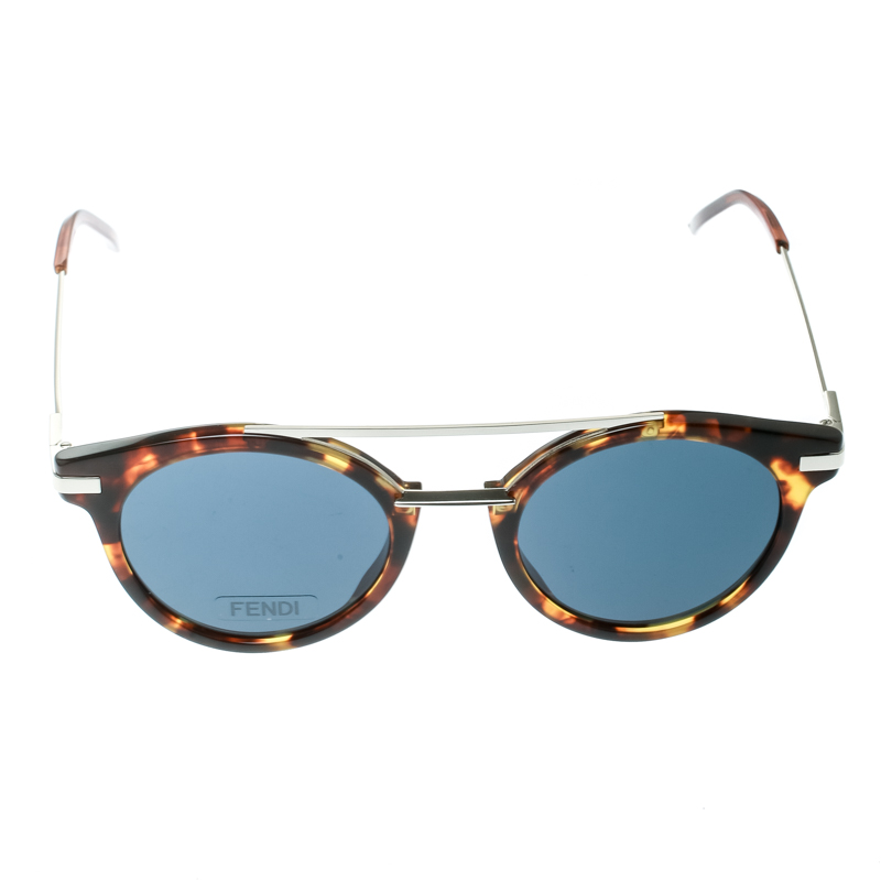 

Fendi Havana Brown/ Grey FF 0225/S Round Sunglasses, Blue