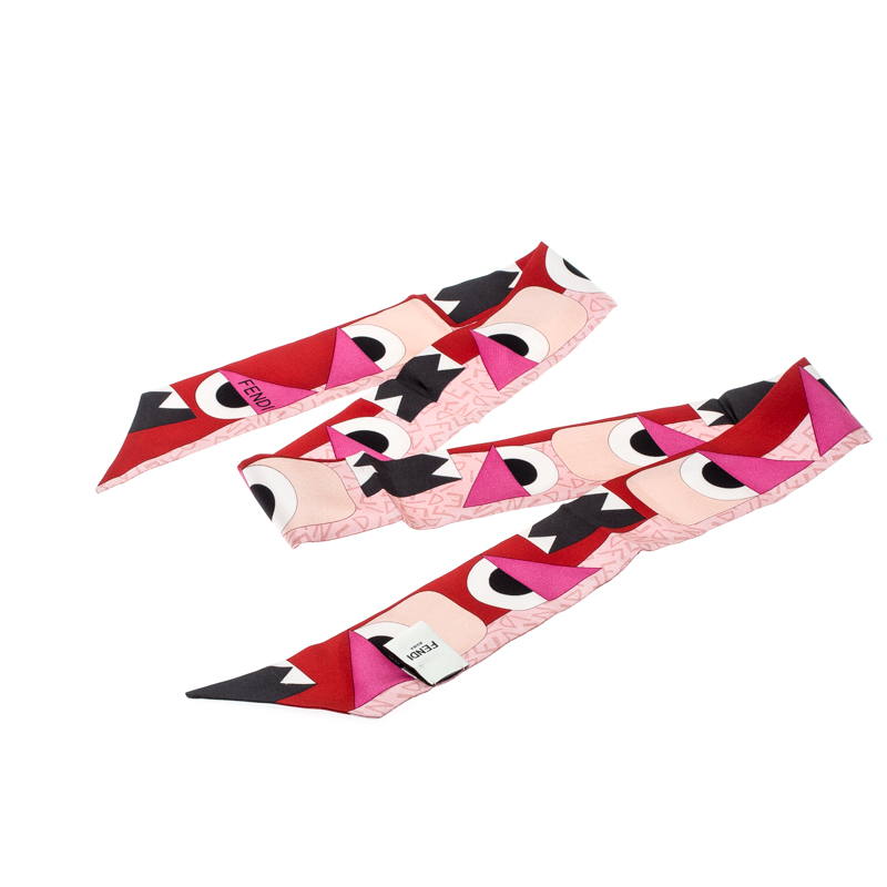 

Fendi Multicolor Monster Eye Printed Silk Twill Bandeau Scarf