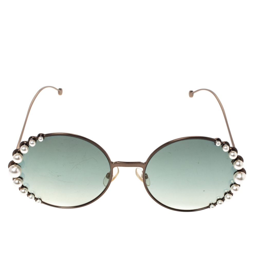 

Fendi Gun Metal/Dark Green Gradient FF0295/S Pearl Round Sunglasses