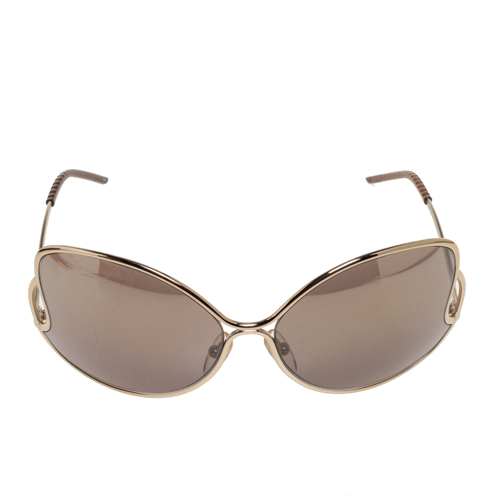 

Fendi Pale Gold/Grey FS5178 Oversized Butterfly Sunglasses, Brown