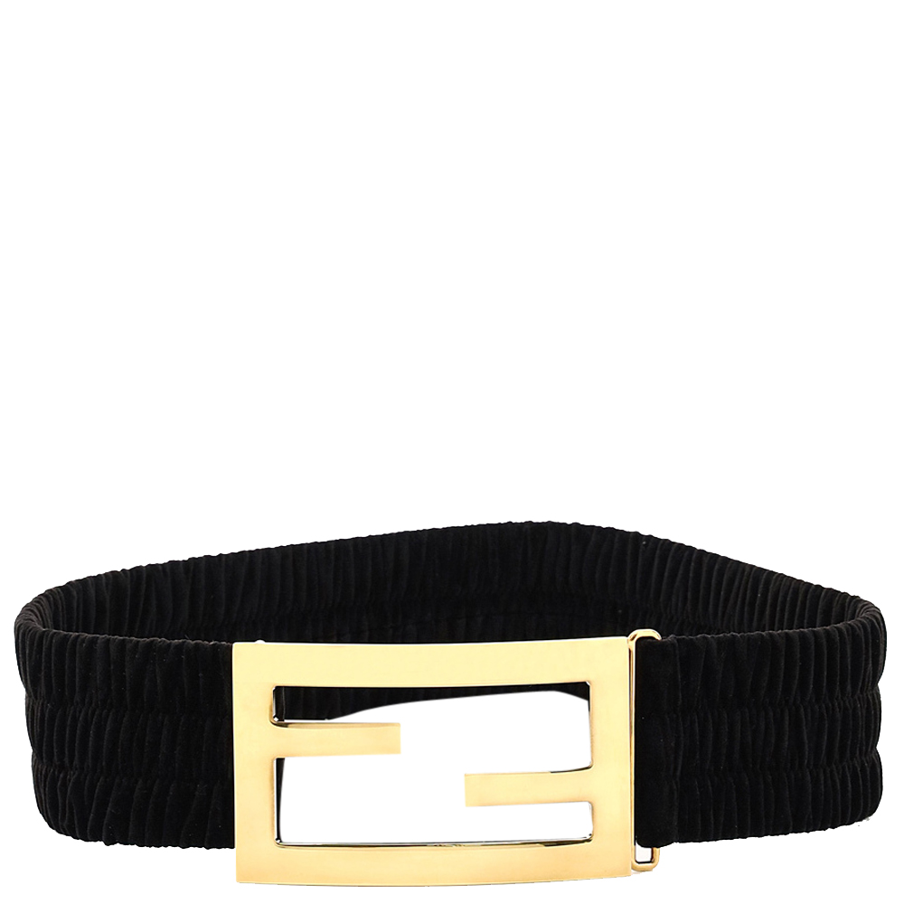 Pre-owned Fendi Black Velvet Baguette Belt Size Cm 75