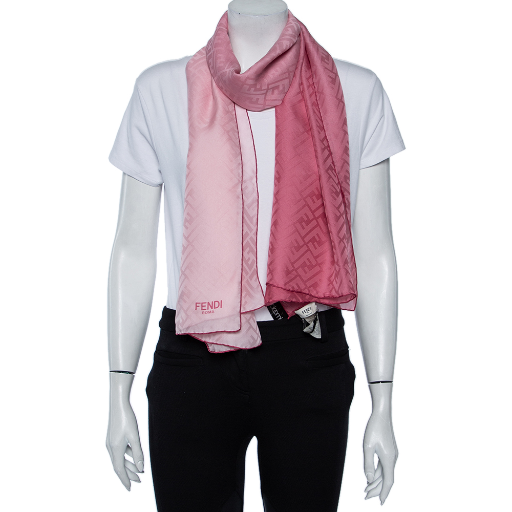

Fendi Pink Ombre FF Jacquard Silk Stole
