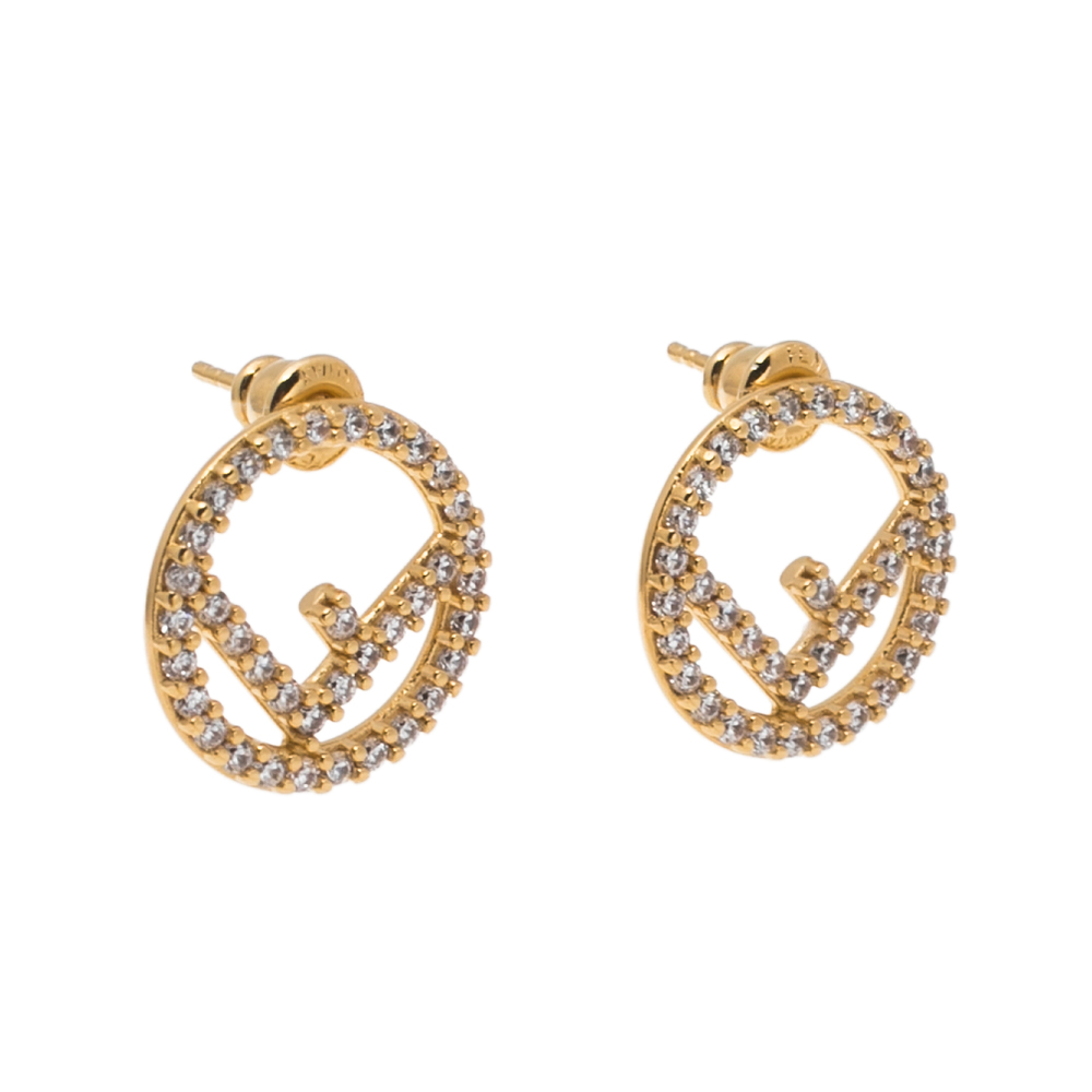 

Fendi F is Fendi Gold Tone Crystal Embellished Stud Earrings