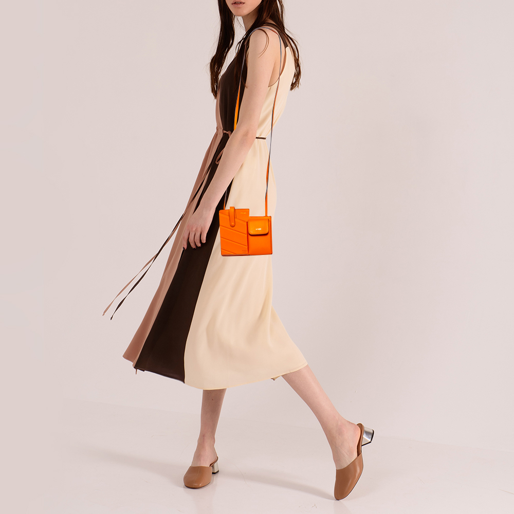 

Fendi Orange Leather 2 Pockets Mini Bag