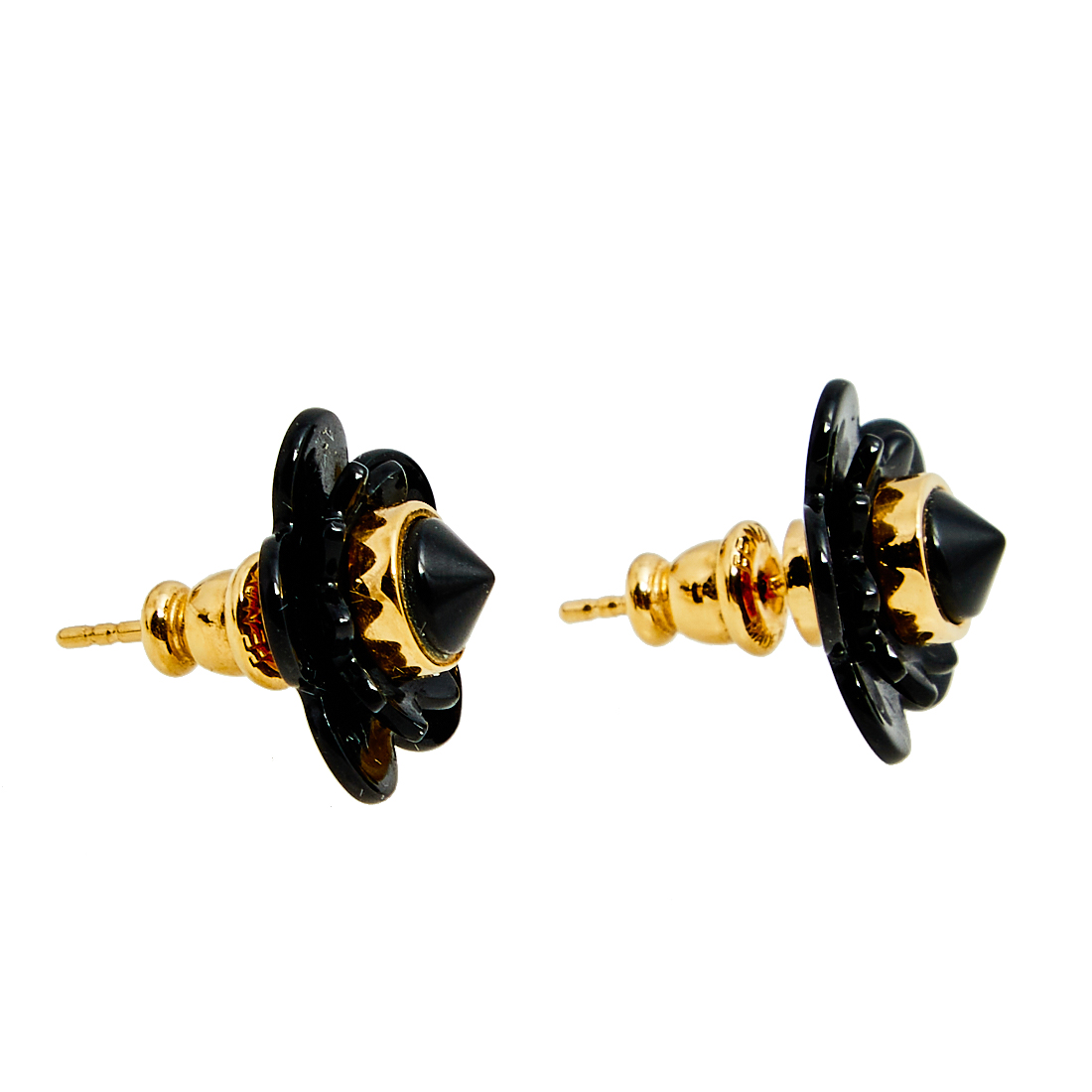 

Fendi Blossom Black Resin & Gold Tone Flower Stud Earrings