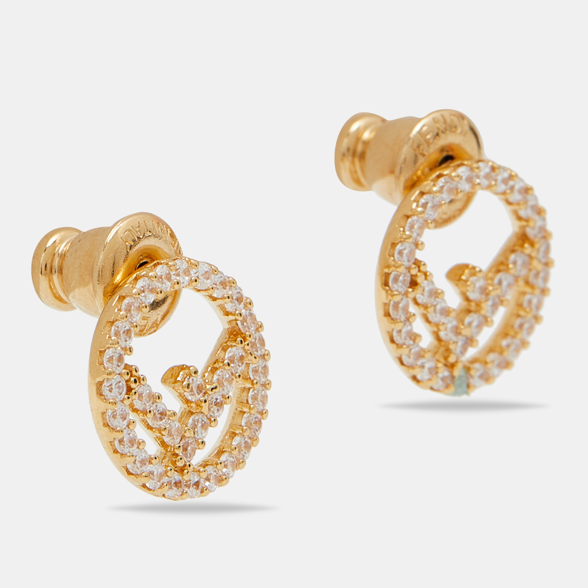 

Fendi F Is Fendi Crystal Gold Tone Stud Earrings