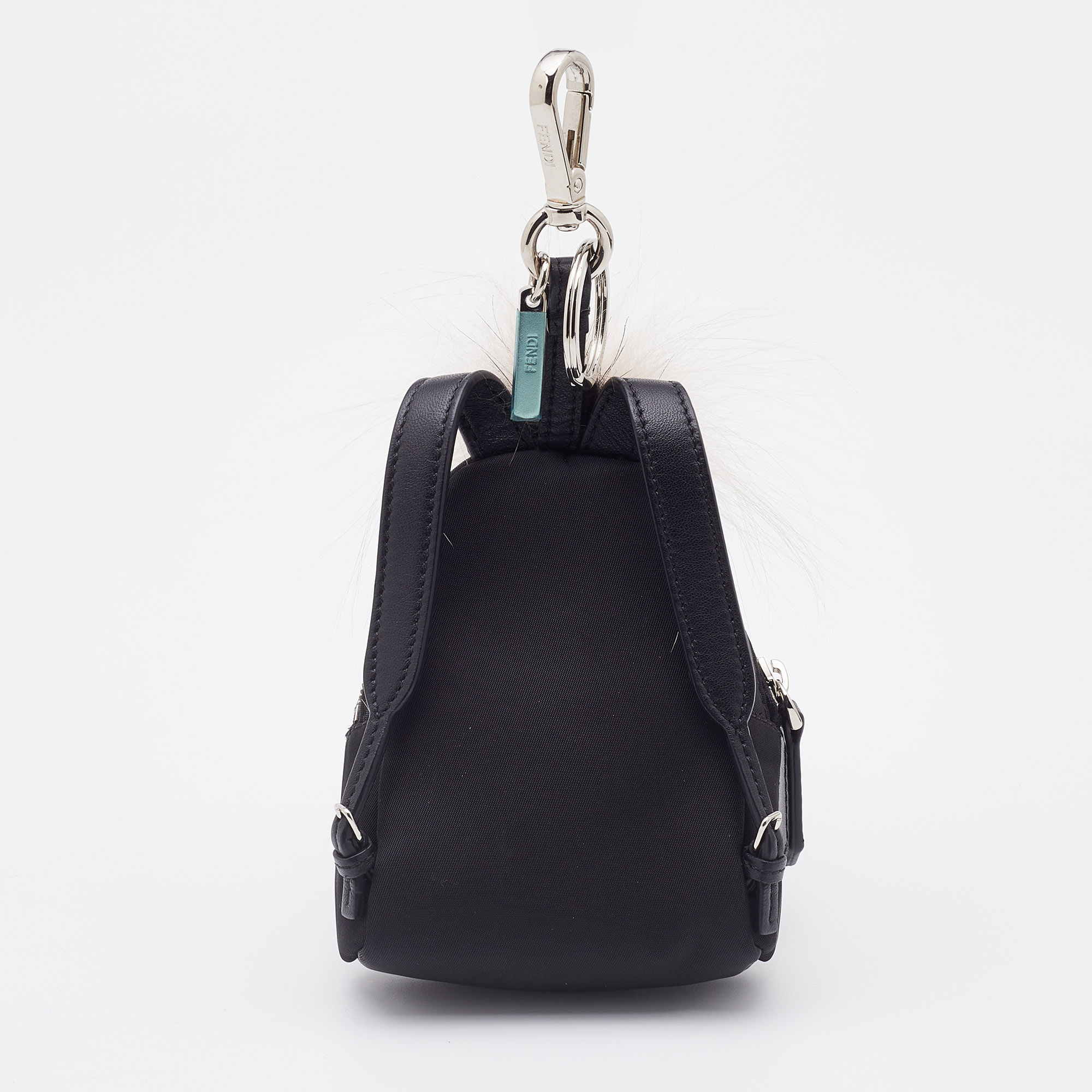 

Fendi Multicolor Leather, Fur and Nylon Micro Monster Backpack Bag Charm, Black