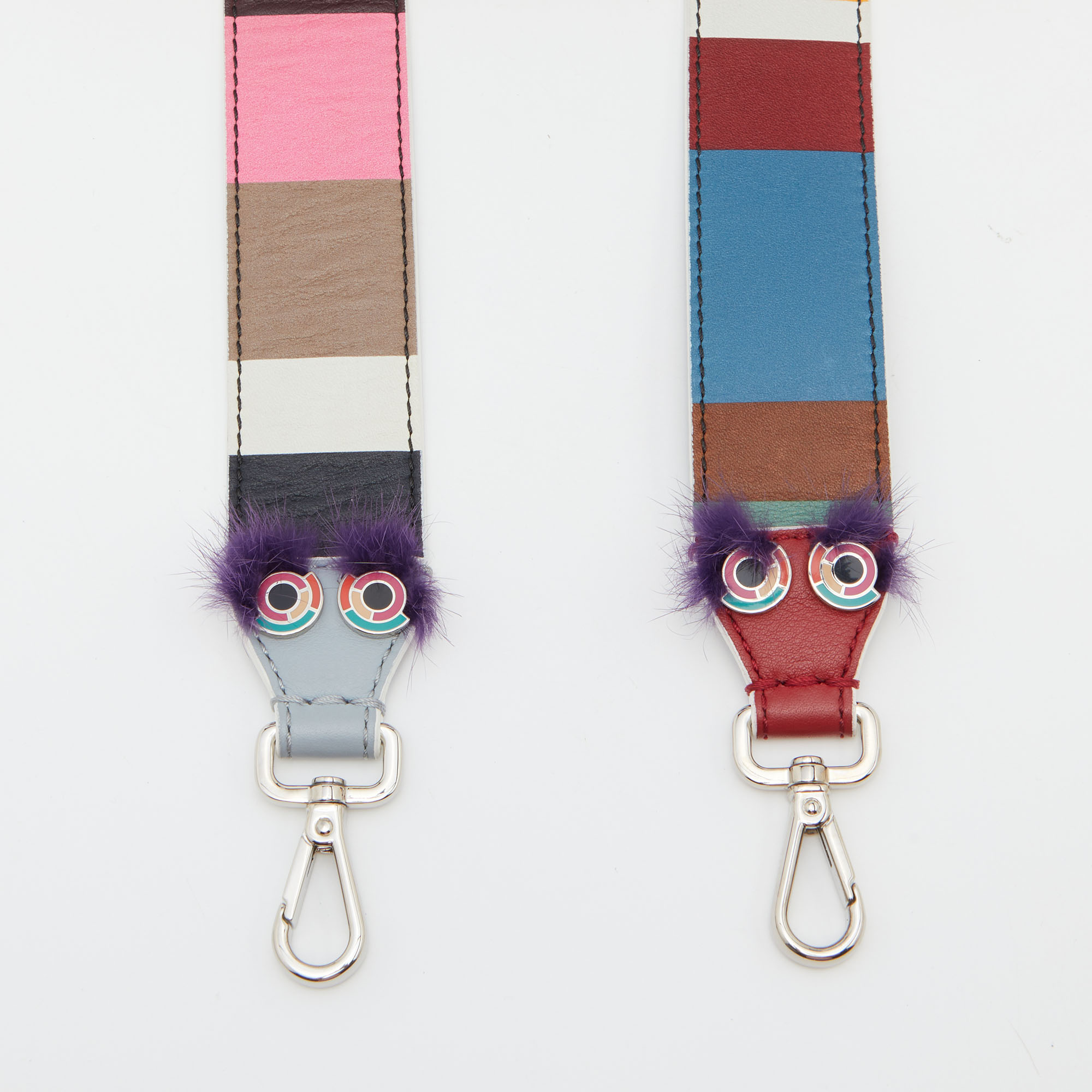 

Fendi Multicolor Stripe Printed Leather Monster Bag Strap