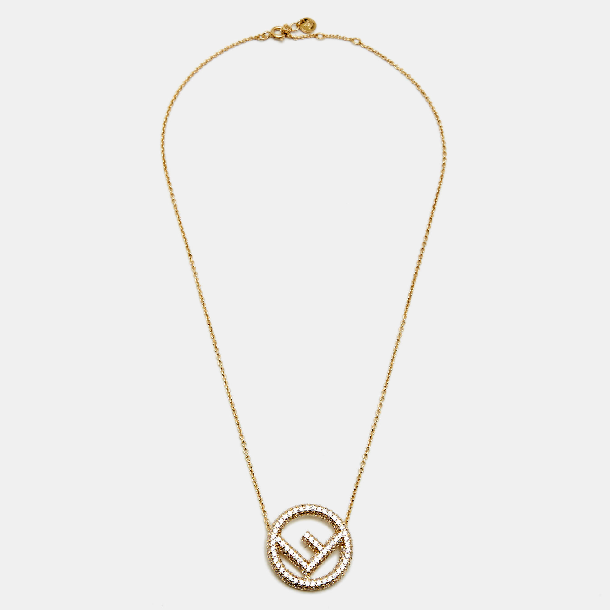 

Fendi F Is Fendi Crystal Embellished Gold Tone Necklace