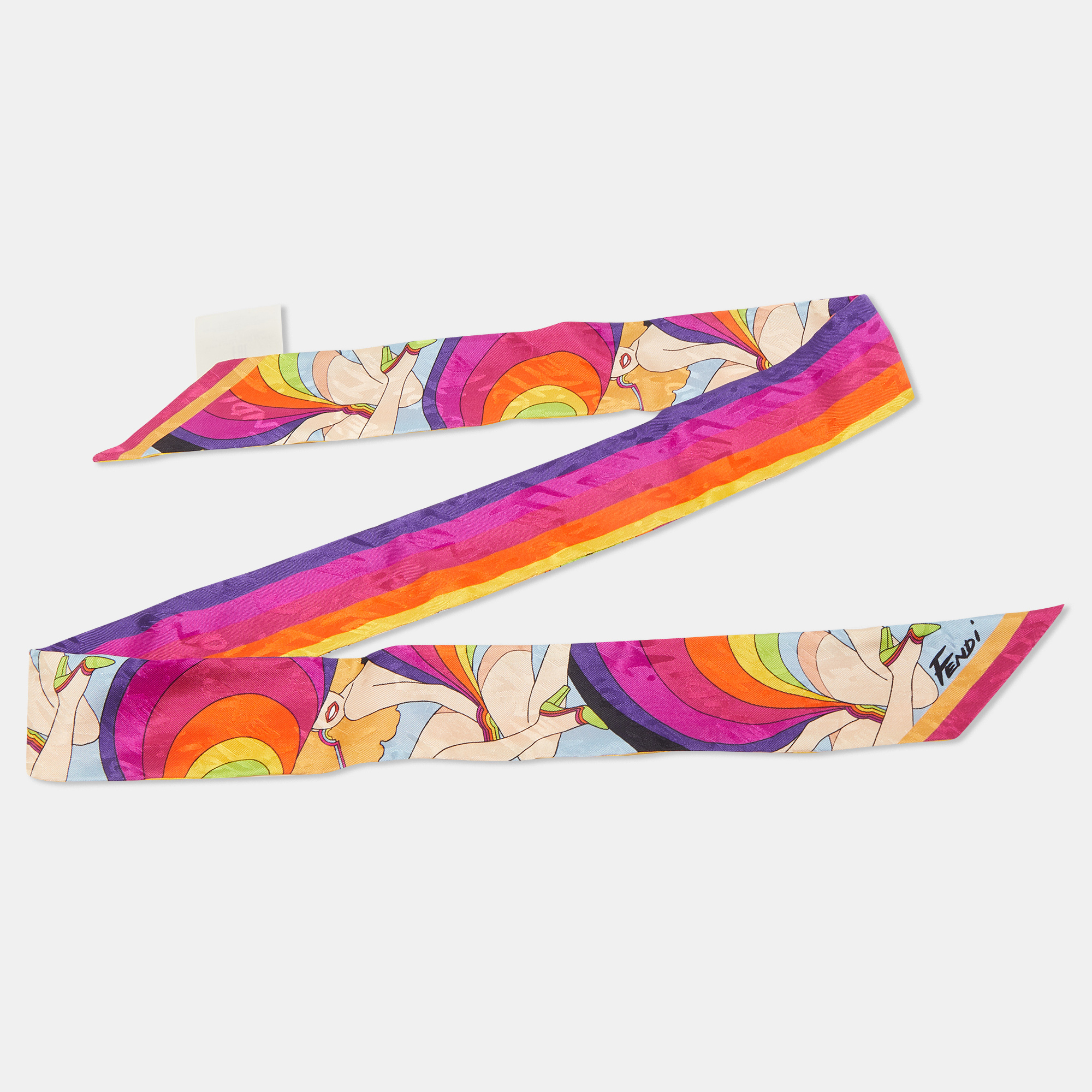 

Fendi Multicolr Printed Silk Wrappy, Multicolor