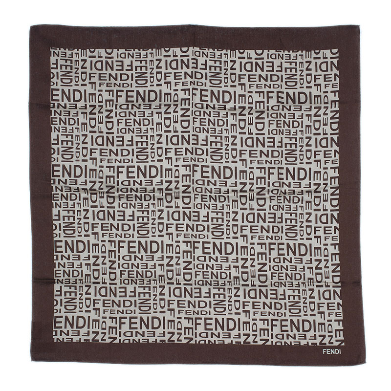 

Fendi Logo Silk Square Scarf, Beige
