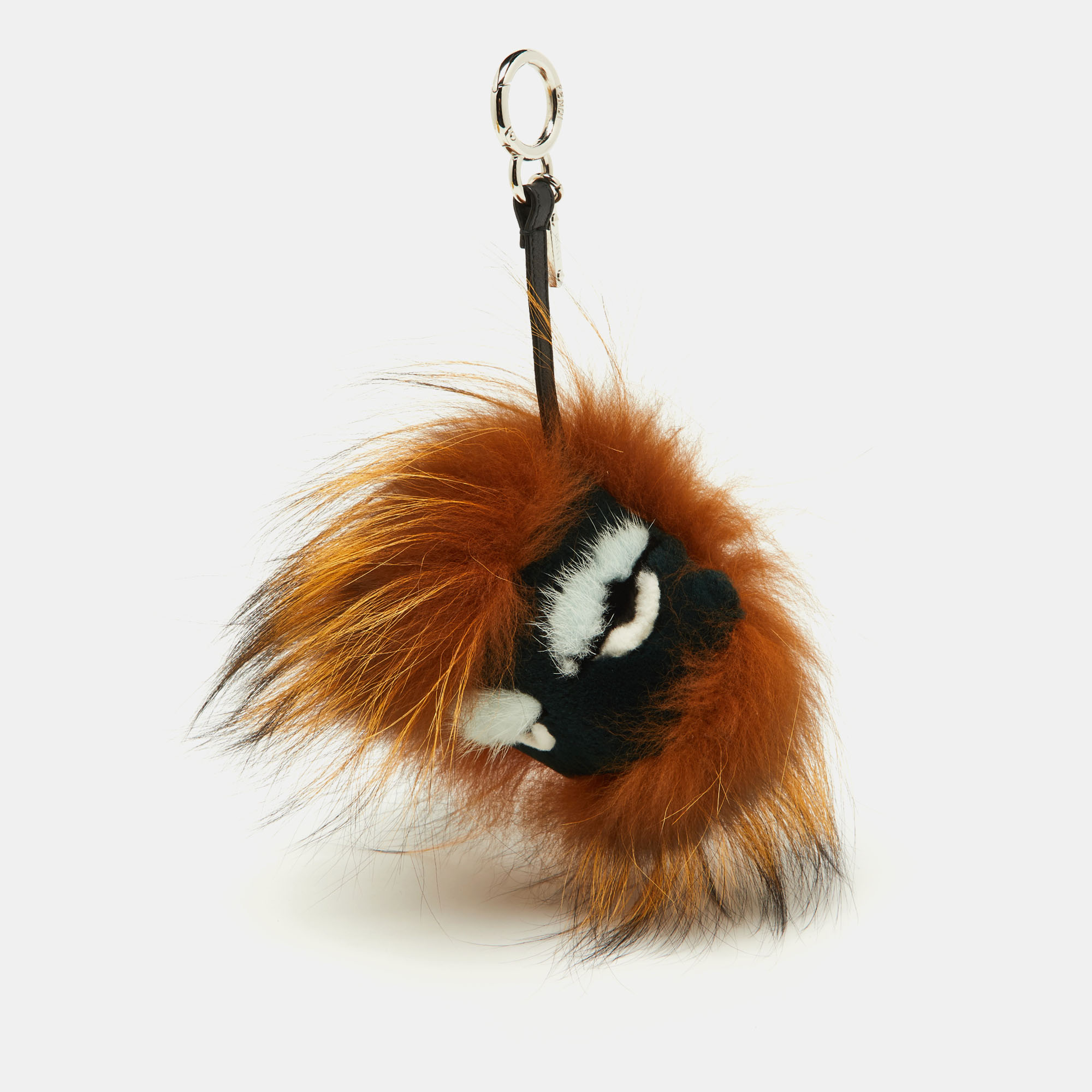 Pre-owned Fendi Multicolor Fox Mink Rabbit Fur Flamingo Kooky Monster Bug Bag Charm In Brown