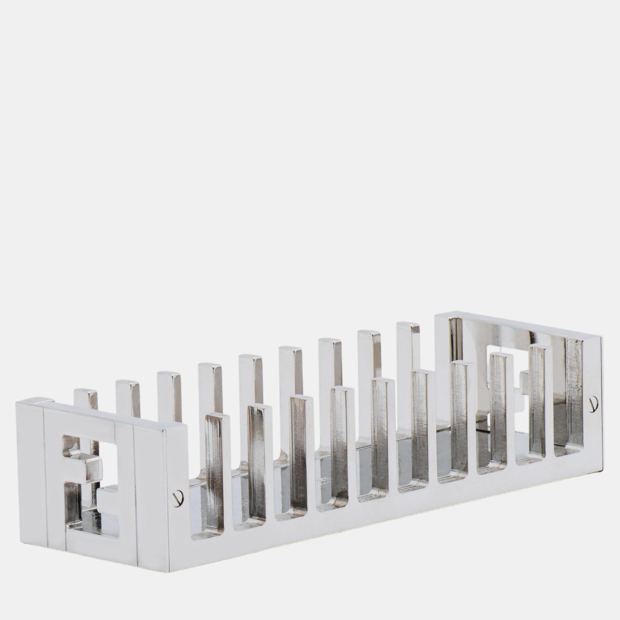 

Fendi Polished Silver Metal CD Rack