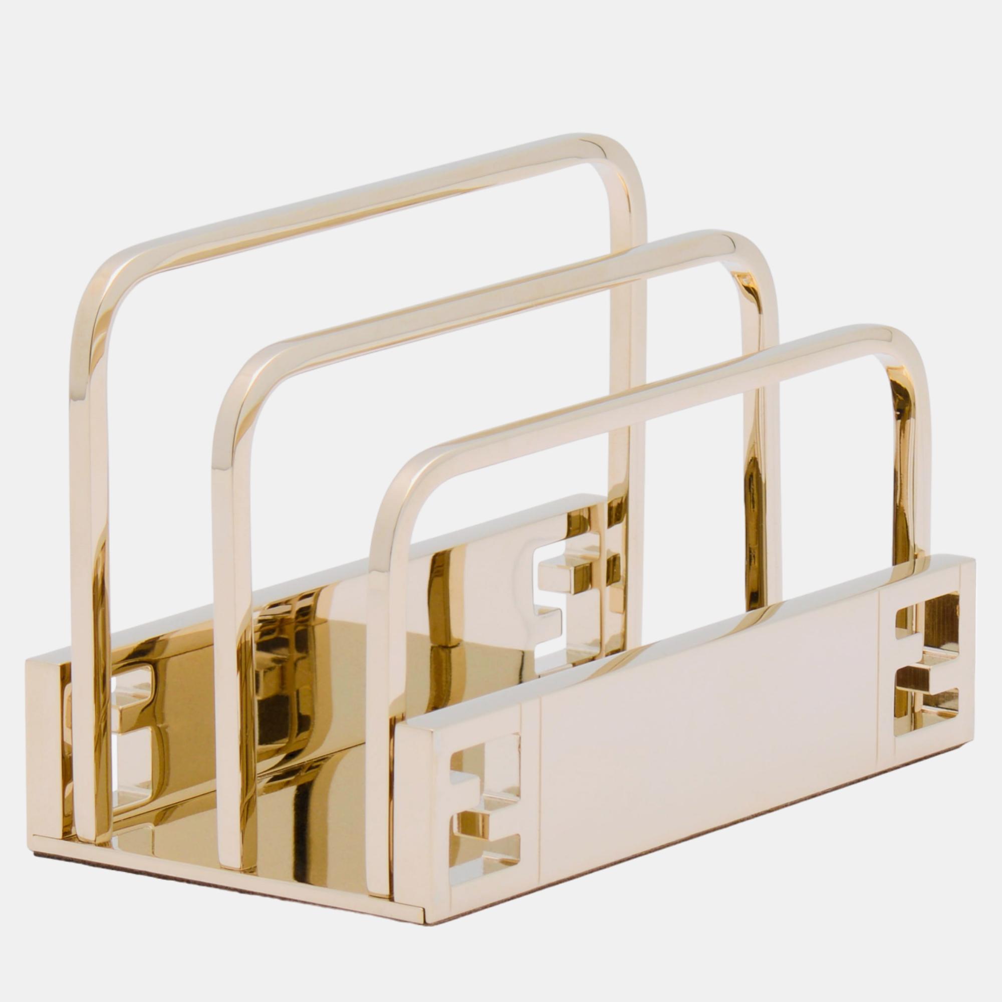 

Fendi Polished Gold Metal Paper Rack