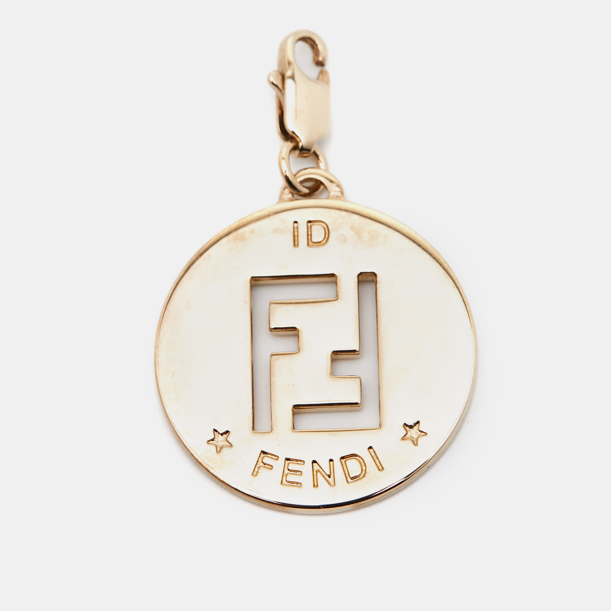 Pre-owned Fendi Ff Identification Gold Tone Charm