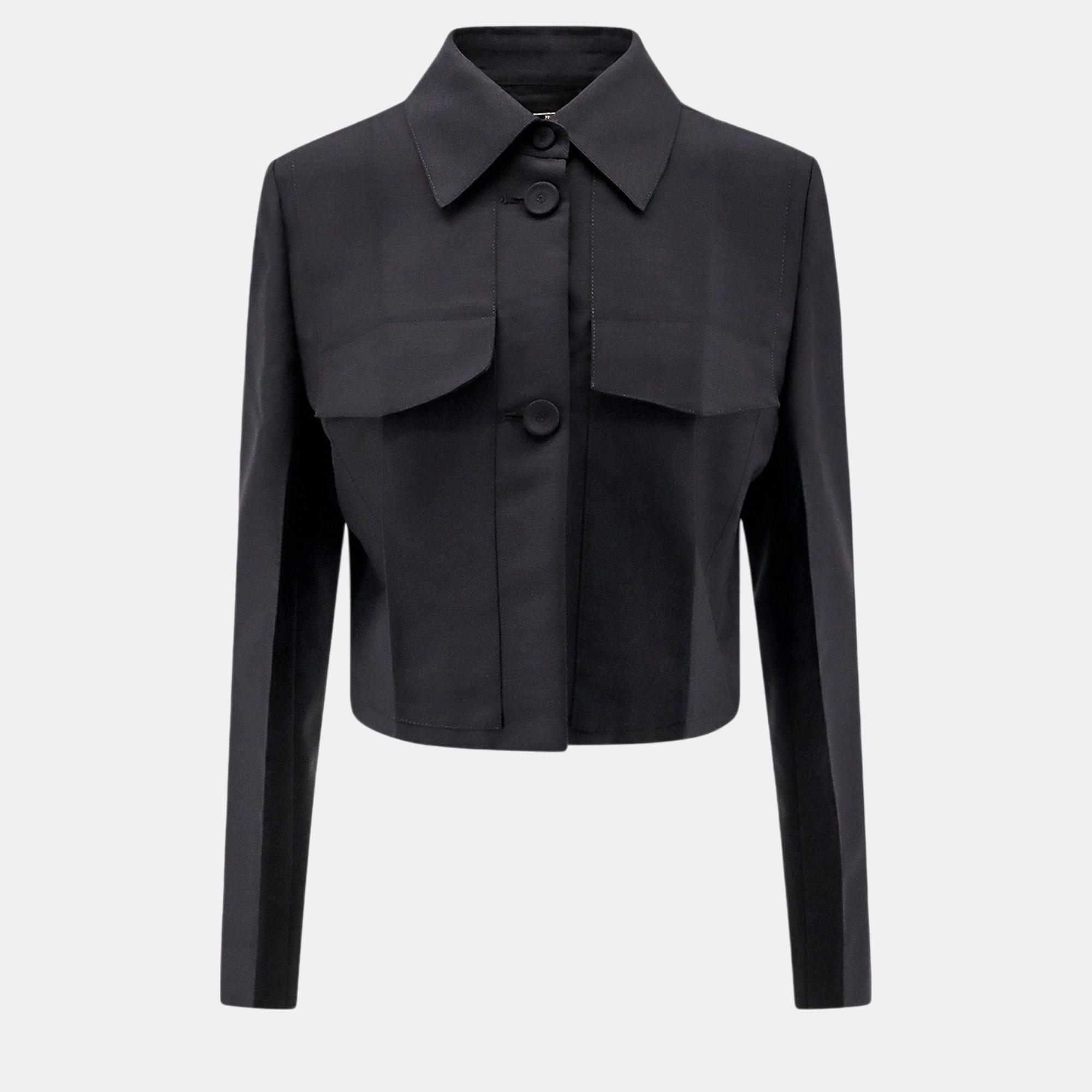 Pre-owned Fendi Black Mohair Wool Shirt M