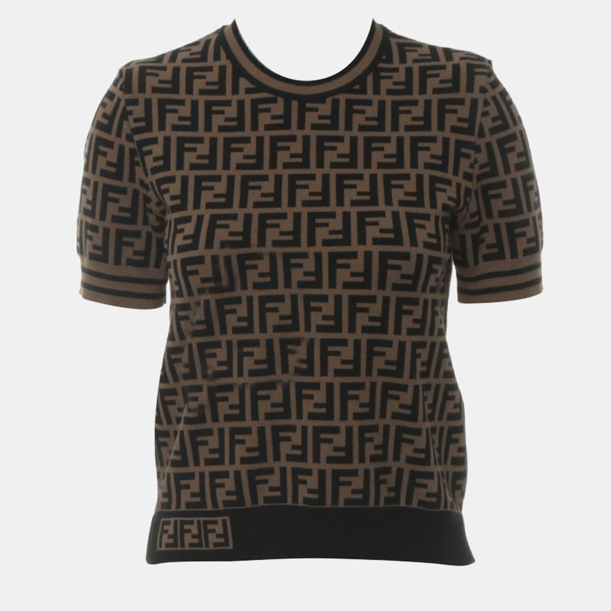 

Fendi Zucca Monogram Pullover Sweater Top, Black