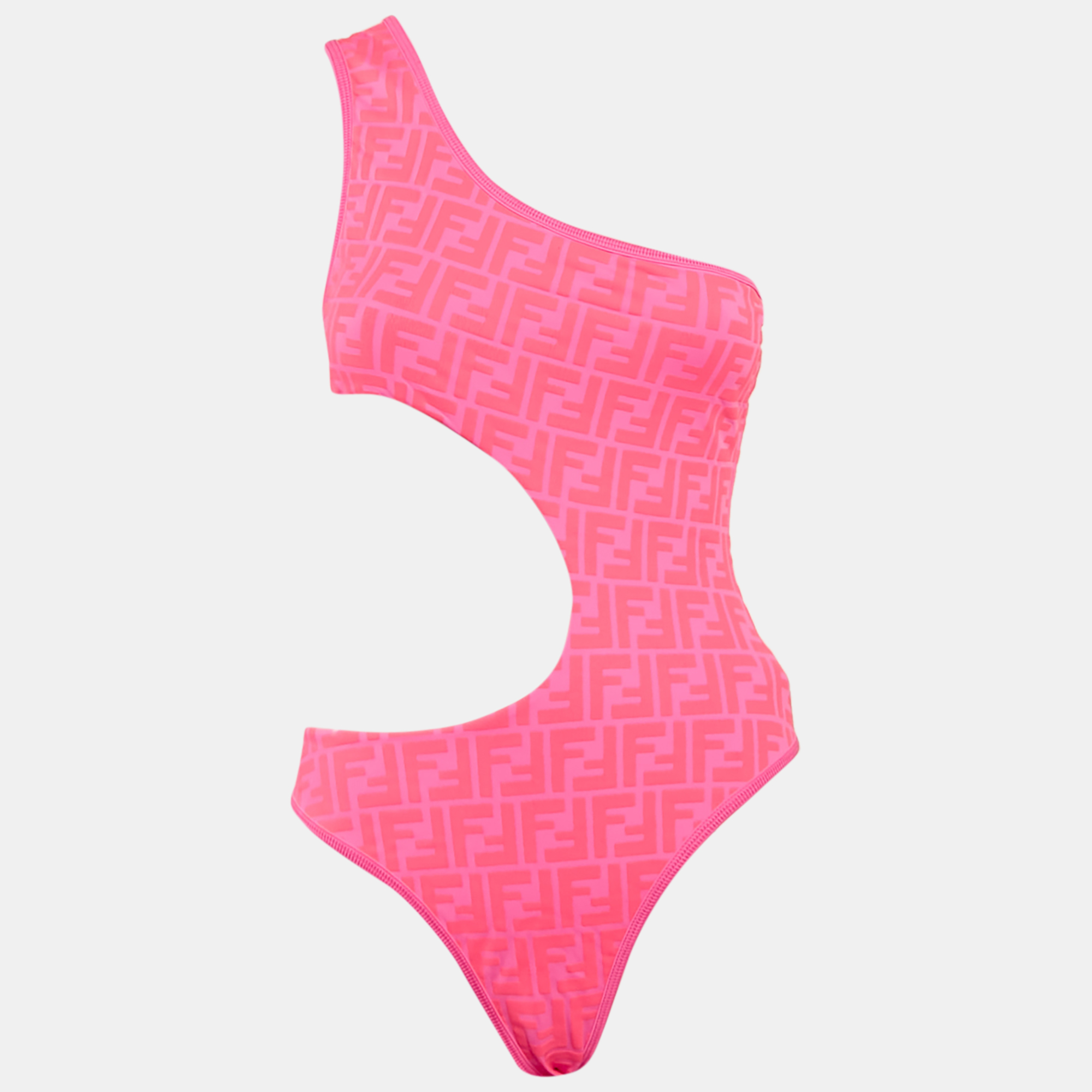 

Fendi Neon Pink Zucca Print Jersey Cut-Out Swimsuit M