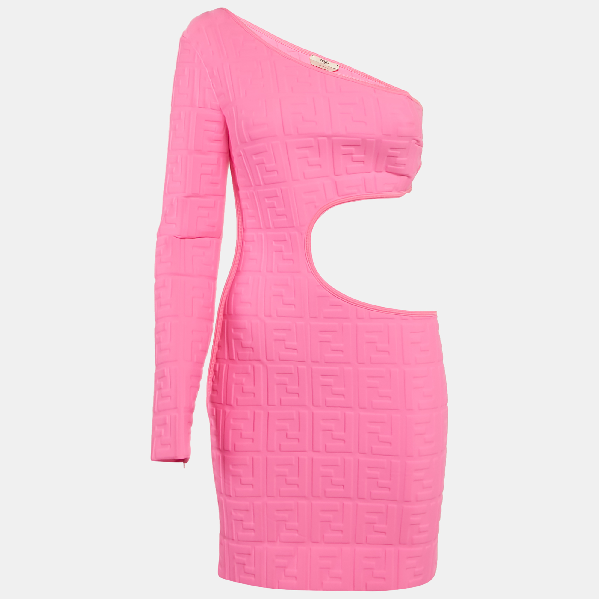 

Fendi Pink FF 3D Embossed Lycra Cut Out Mini Dress S