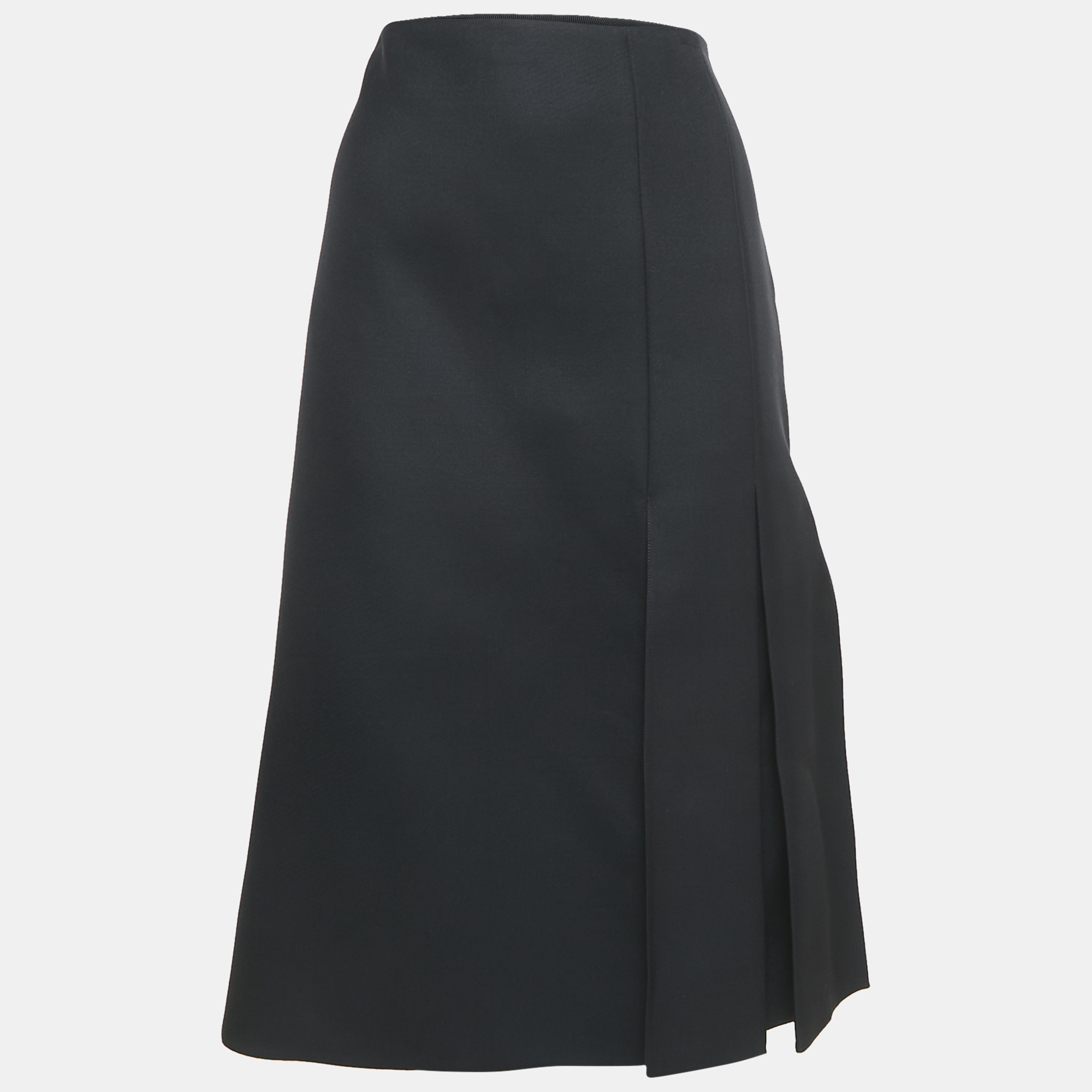 

Fendi Black Wool Blend Pleated Slit Detail Skirt M