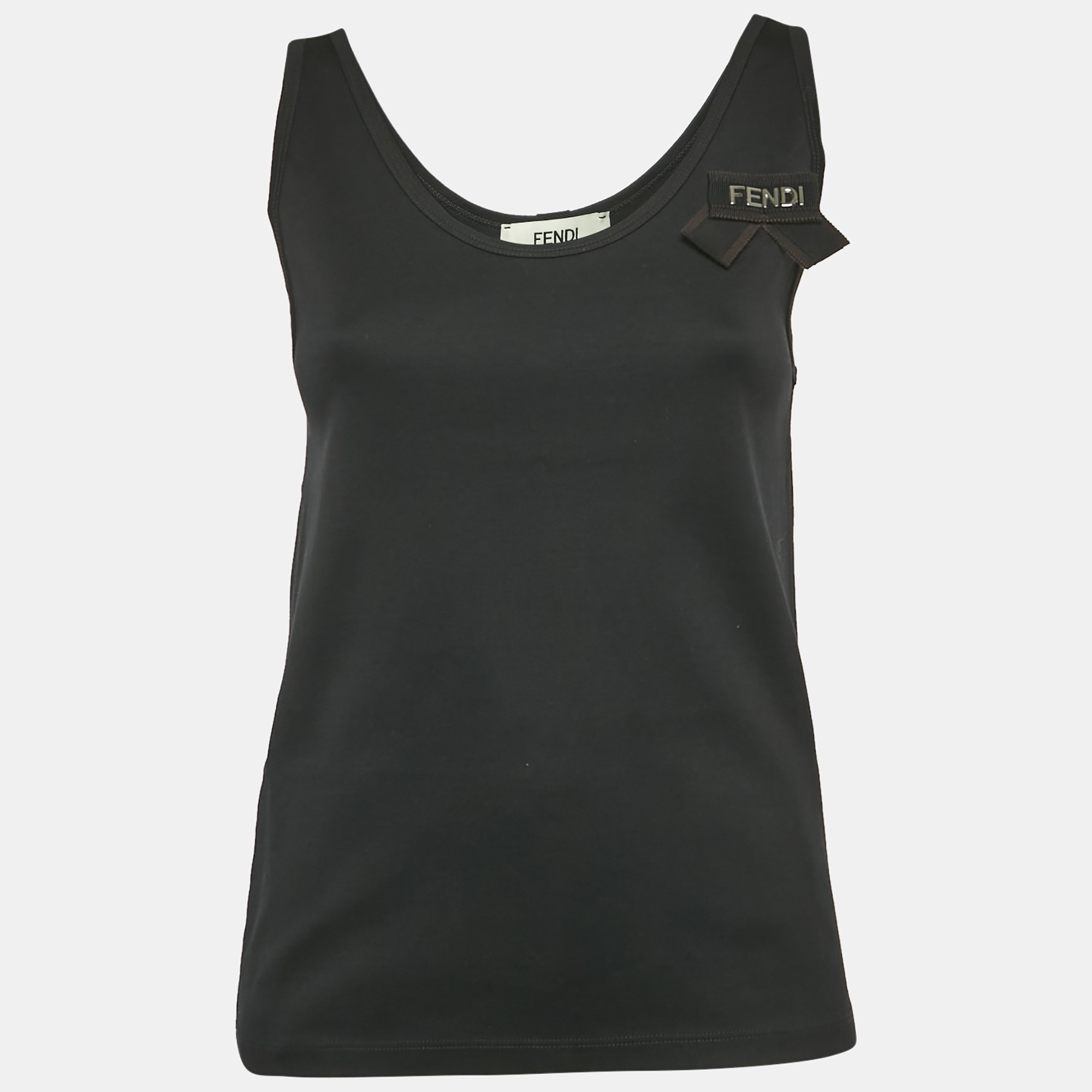 

Fendi Black Logo Ribbon Jersey Tank Top M