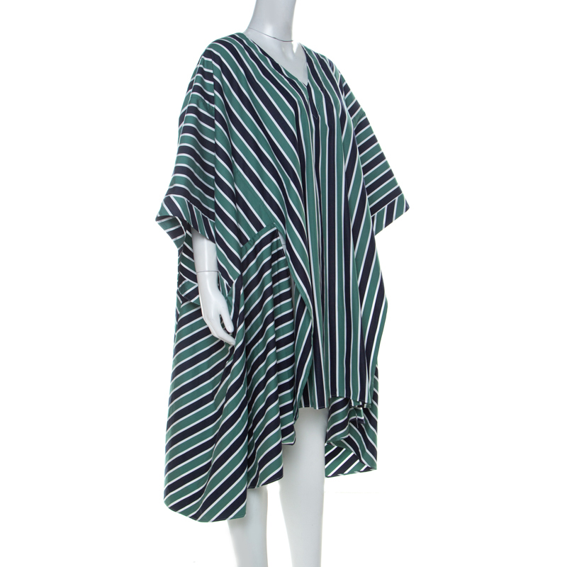 

Fendi Green & Navy Striped Cotton Abito Kimono Dress