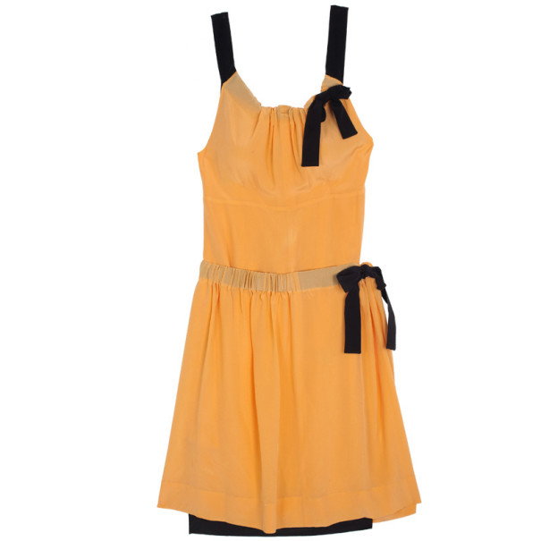 Pre Owned Fendi Silk Crepe Asymmetrical Dress S