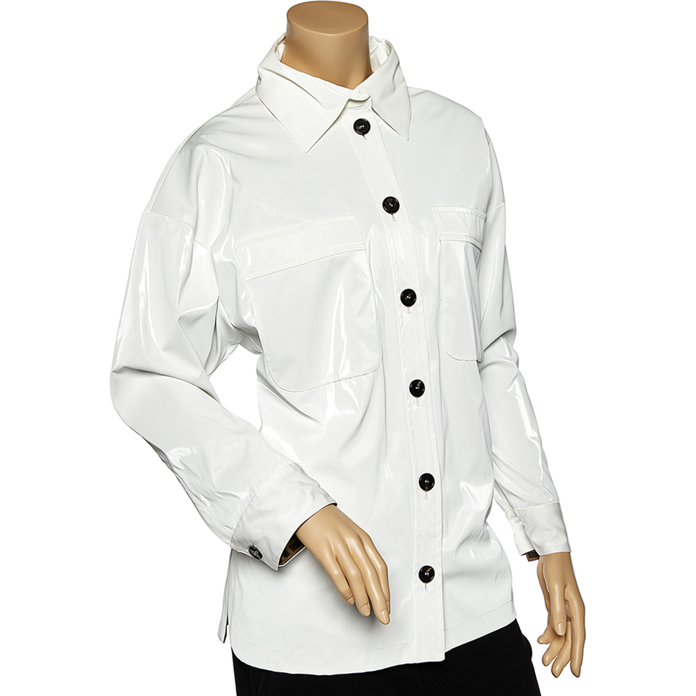 

Fendi White Synthetic Coated Button Front Jacket