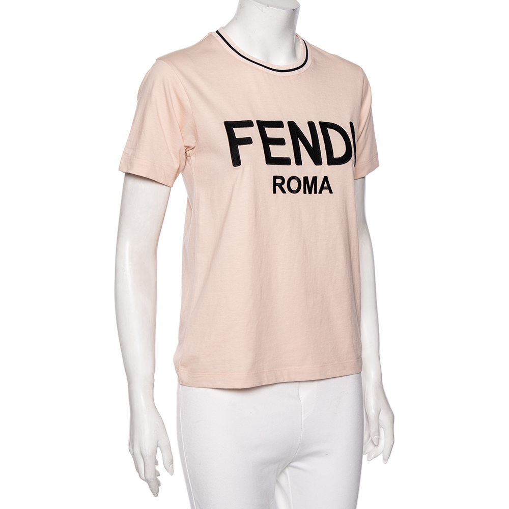 

Fendi Dusky Pink Logo Printed Cotton Short Sleeve T-Shirt