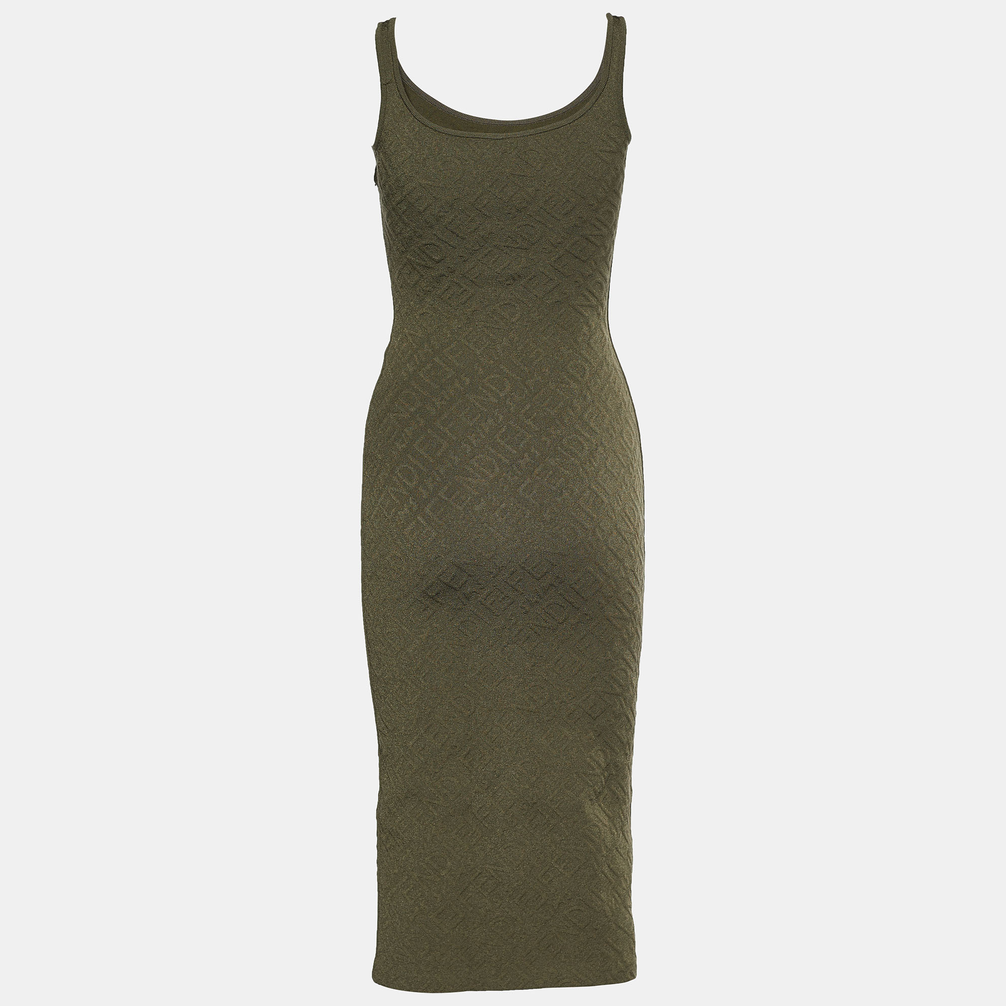 

Fendi Green Logo Jacquard Knit Sleeveless Dress