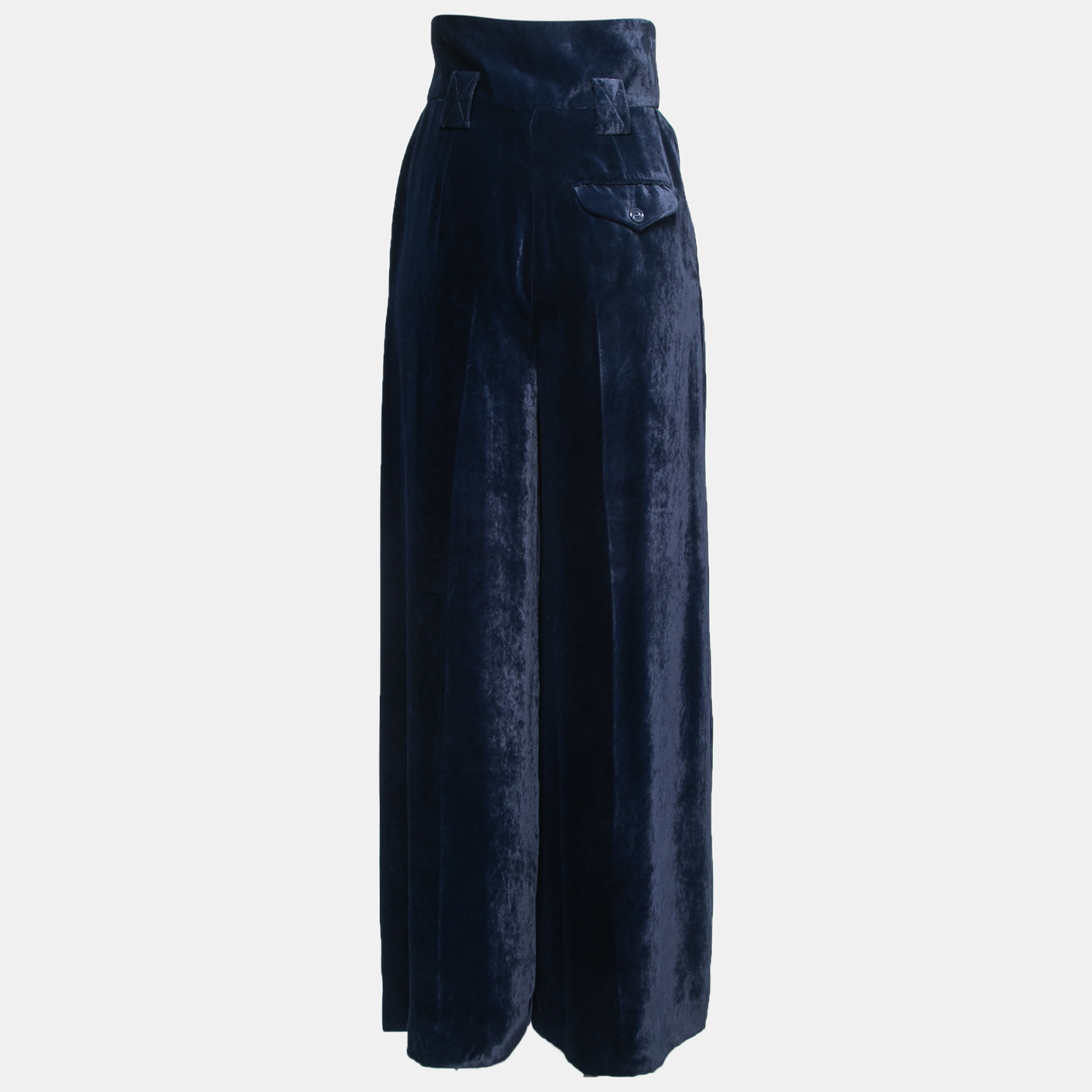 

Fendi Blue Velvet High Waist Wide Leg Trousers