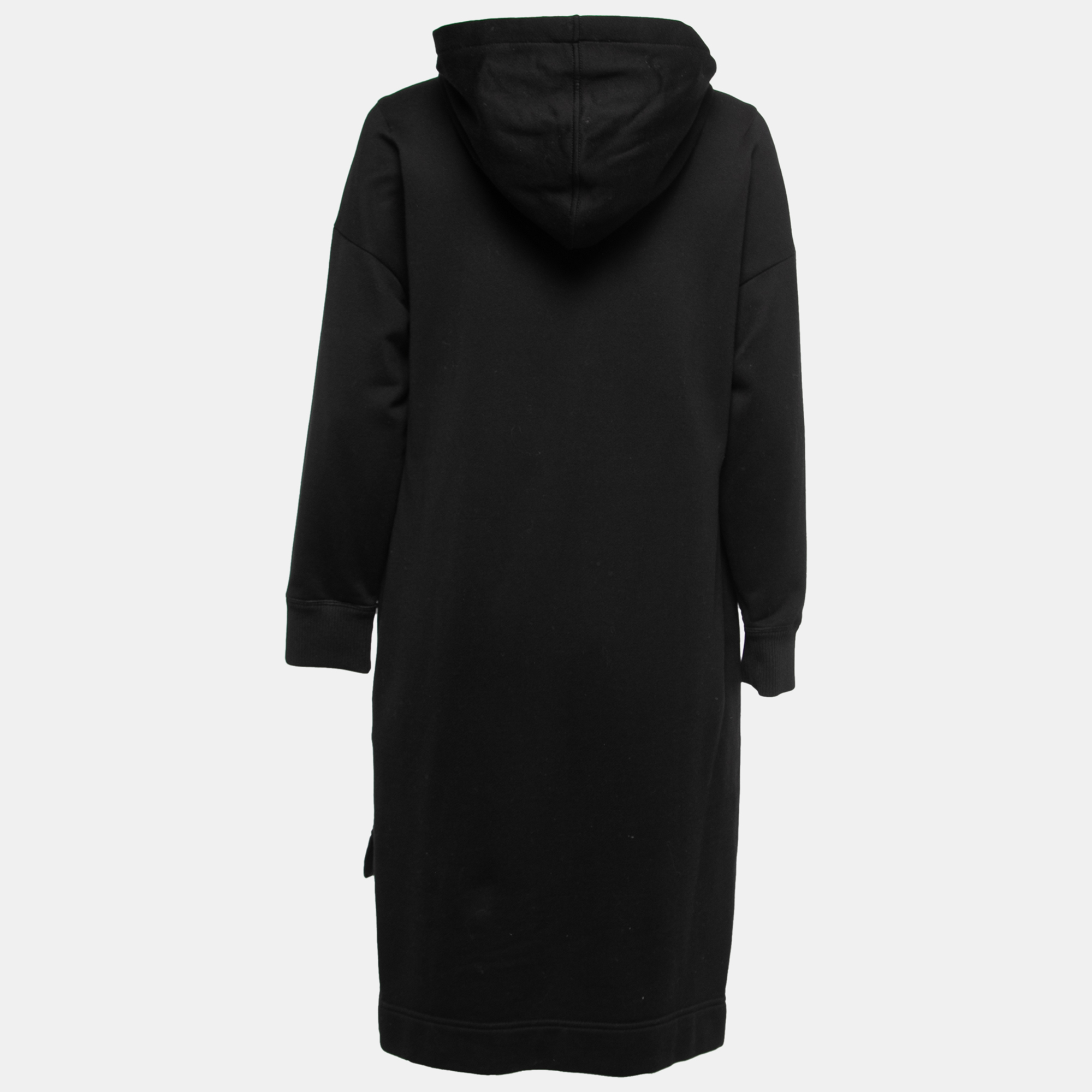 

Fendi Black Cotton Logo Embroidered Pearl Long Hoodie