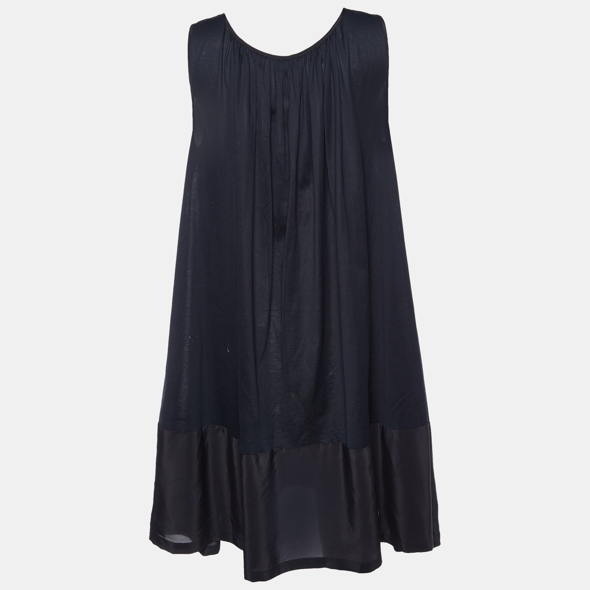 

Fendi Black Cotton & Silk Trim Sleeveless Shift Dress