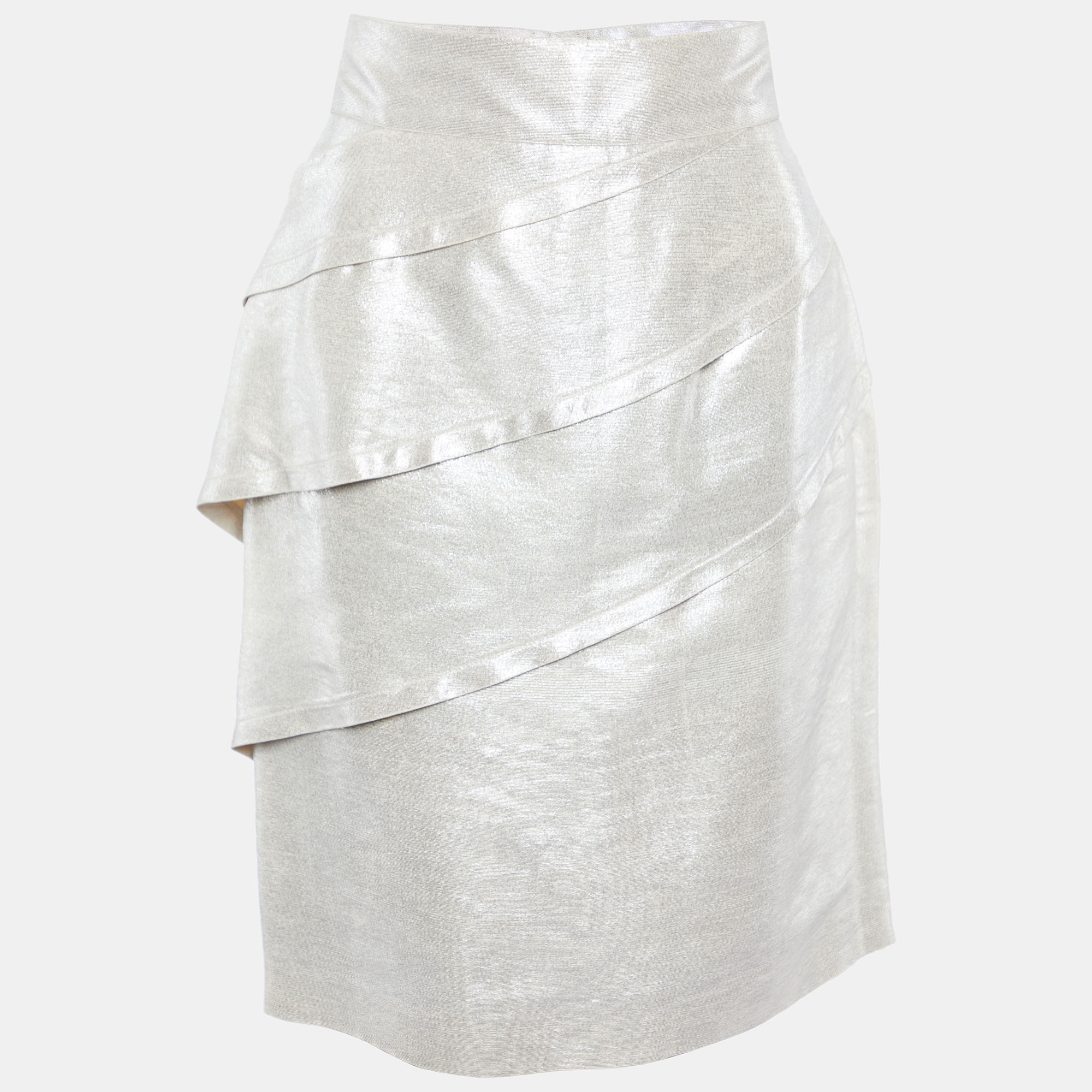 

Fendi Vintage Gold Lurex Silk Tiered Mini Skirt M