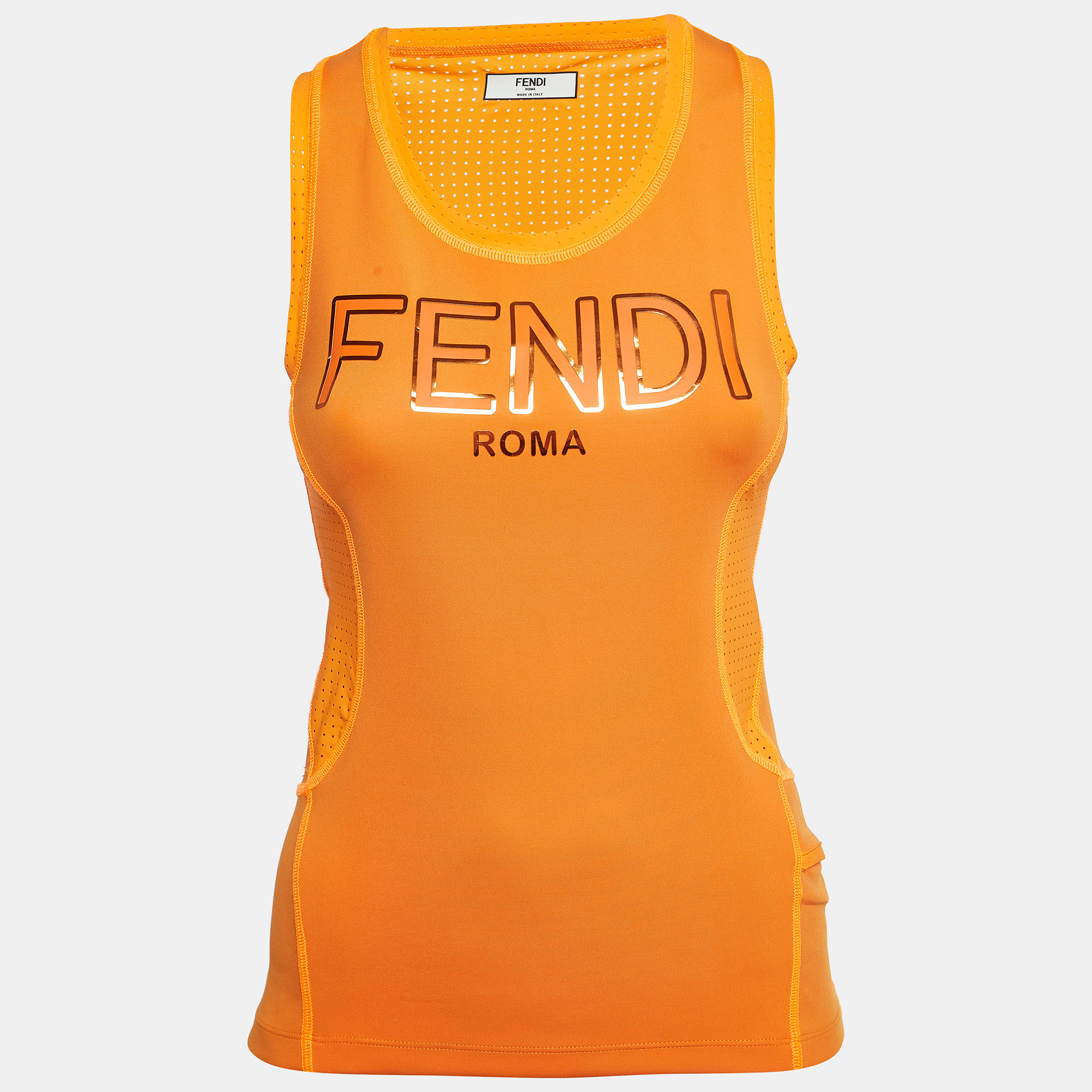 

Fendi Orange Logo-Print Nylon Performance Tank Top
