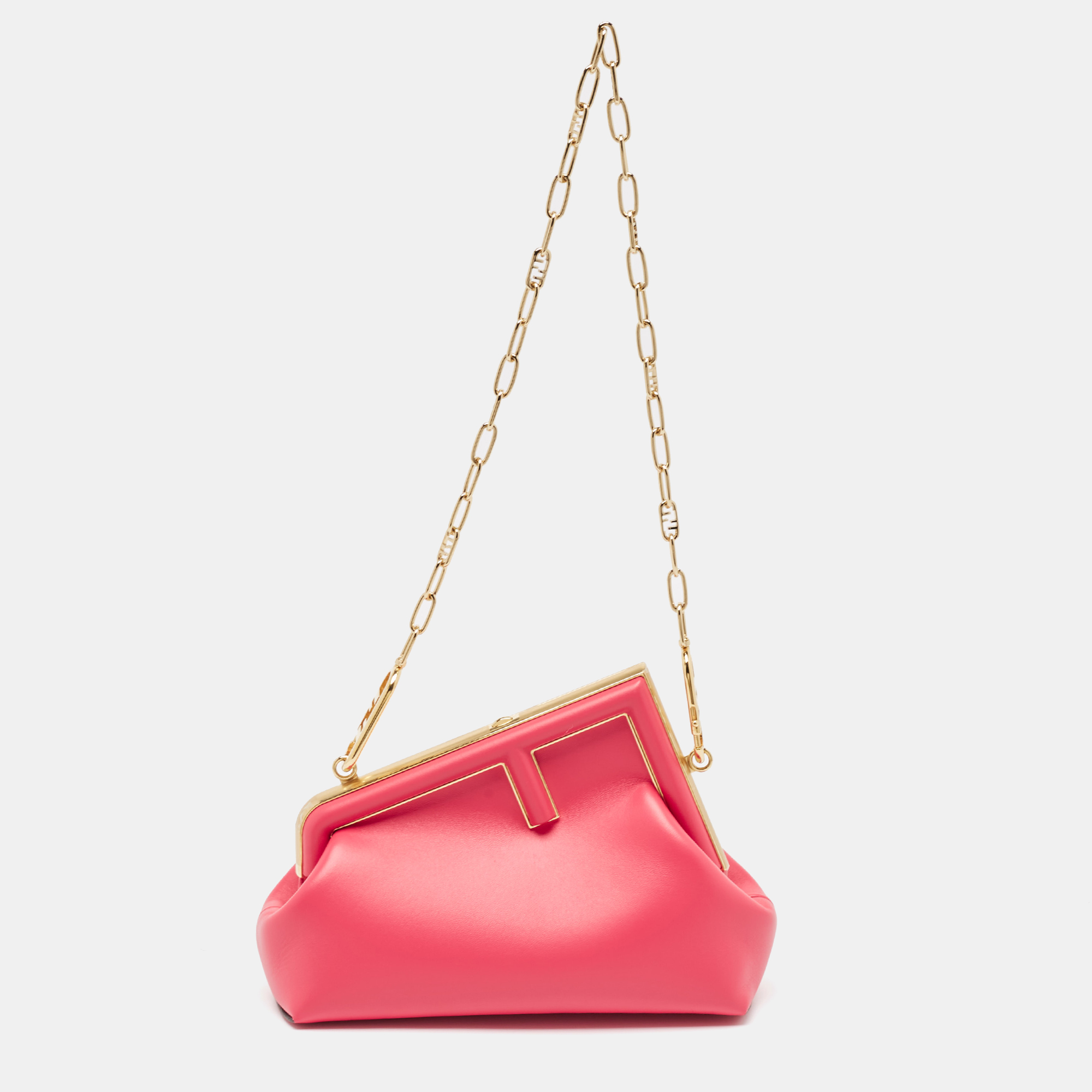 

Fendi Pink Leather Small Fendi First Clutch