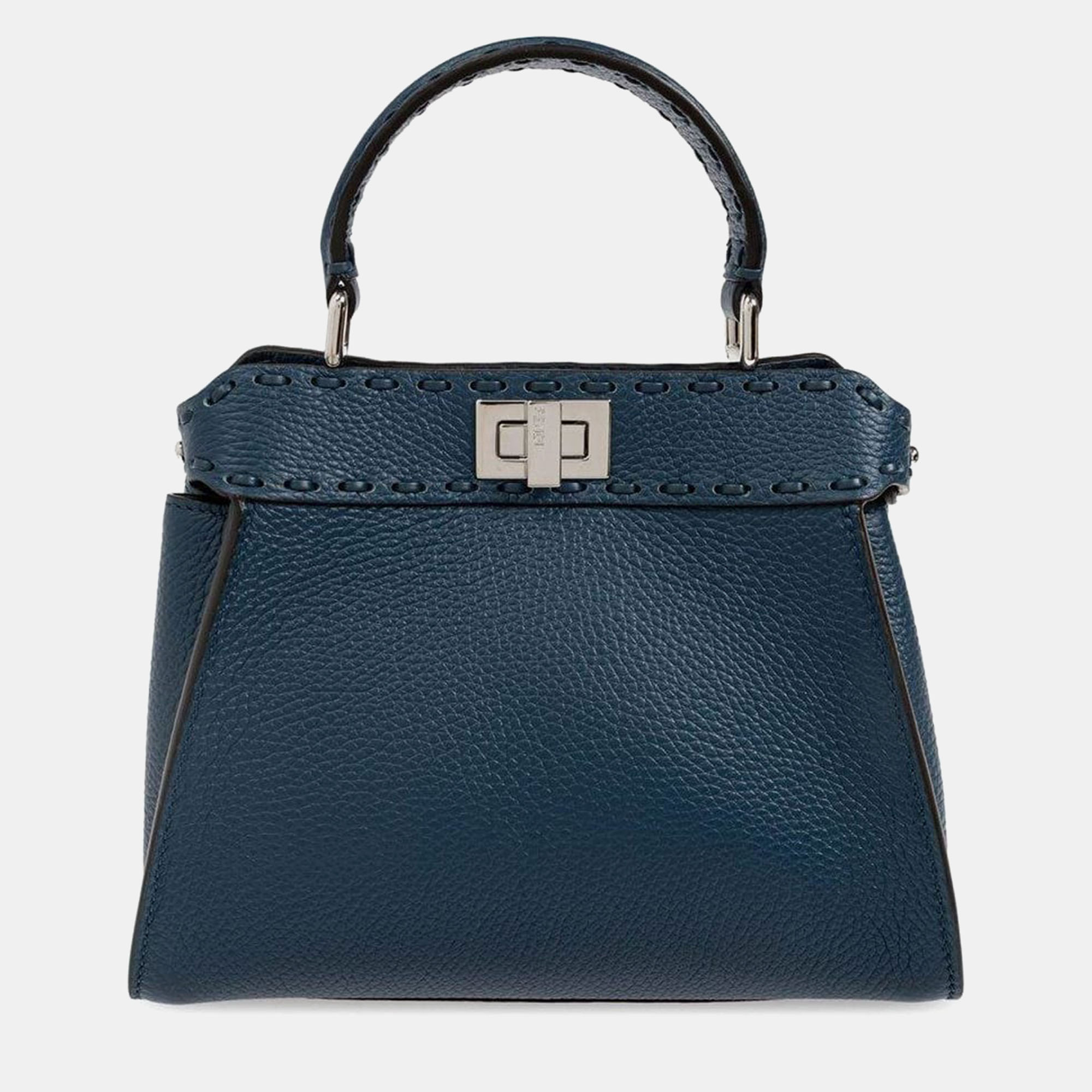 

Fendi Pavone Palladio Peekaboo Mini Tote Bag, Blue