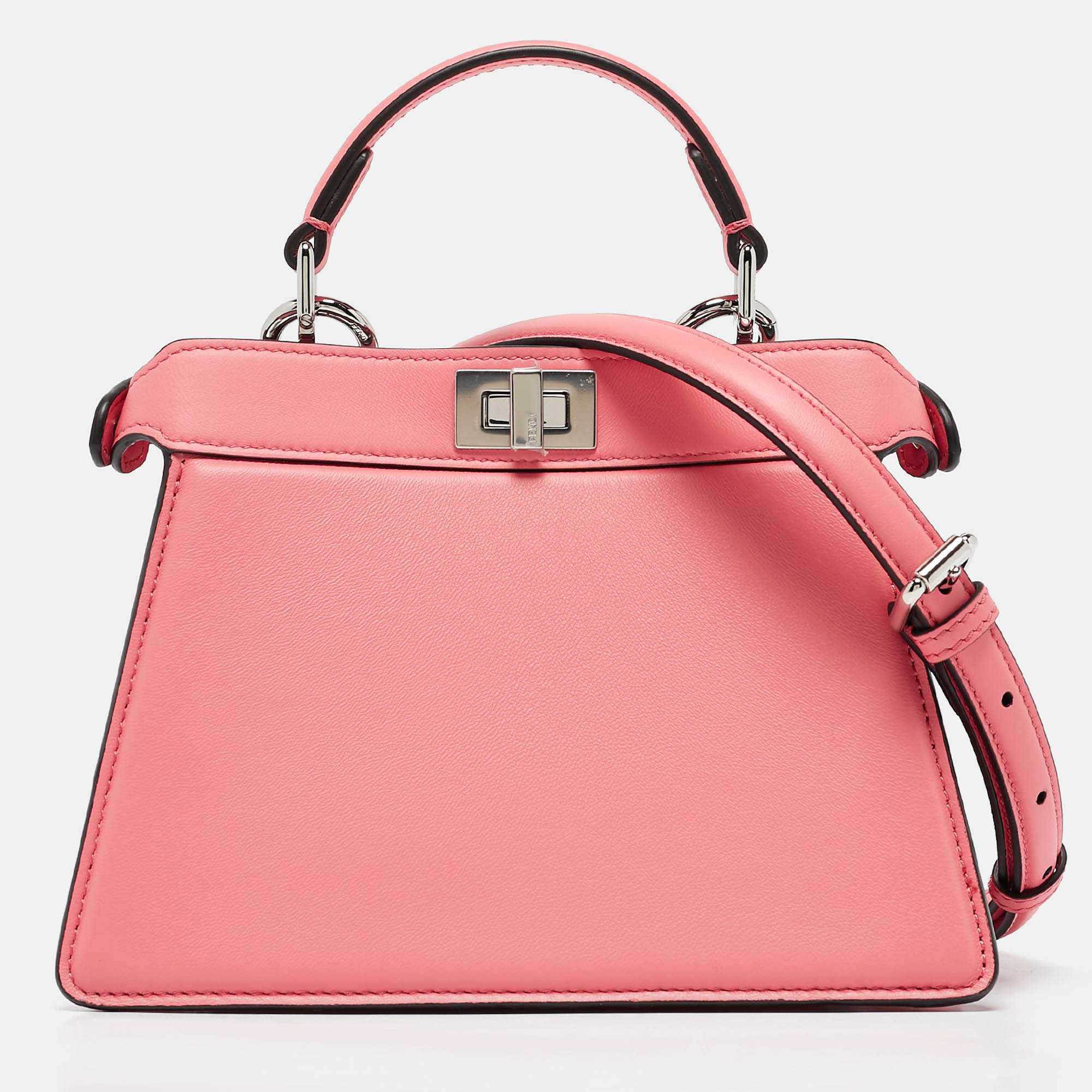 

Fendi Pink Leather Petite Peekaboo ISeeU Top Handle Bag