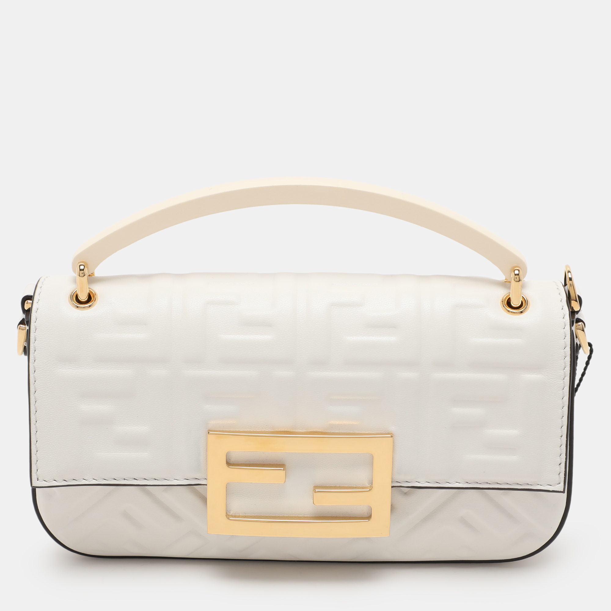 

Fendi White Leather Phone Baguette Bag