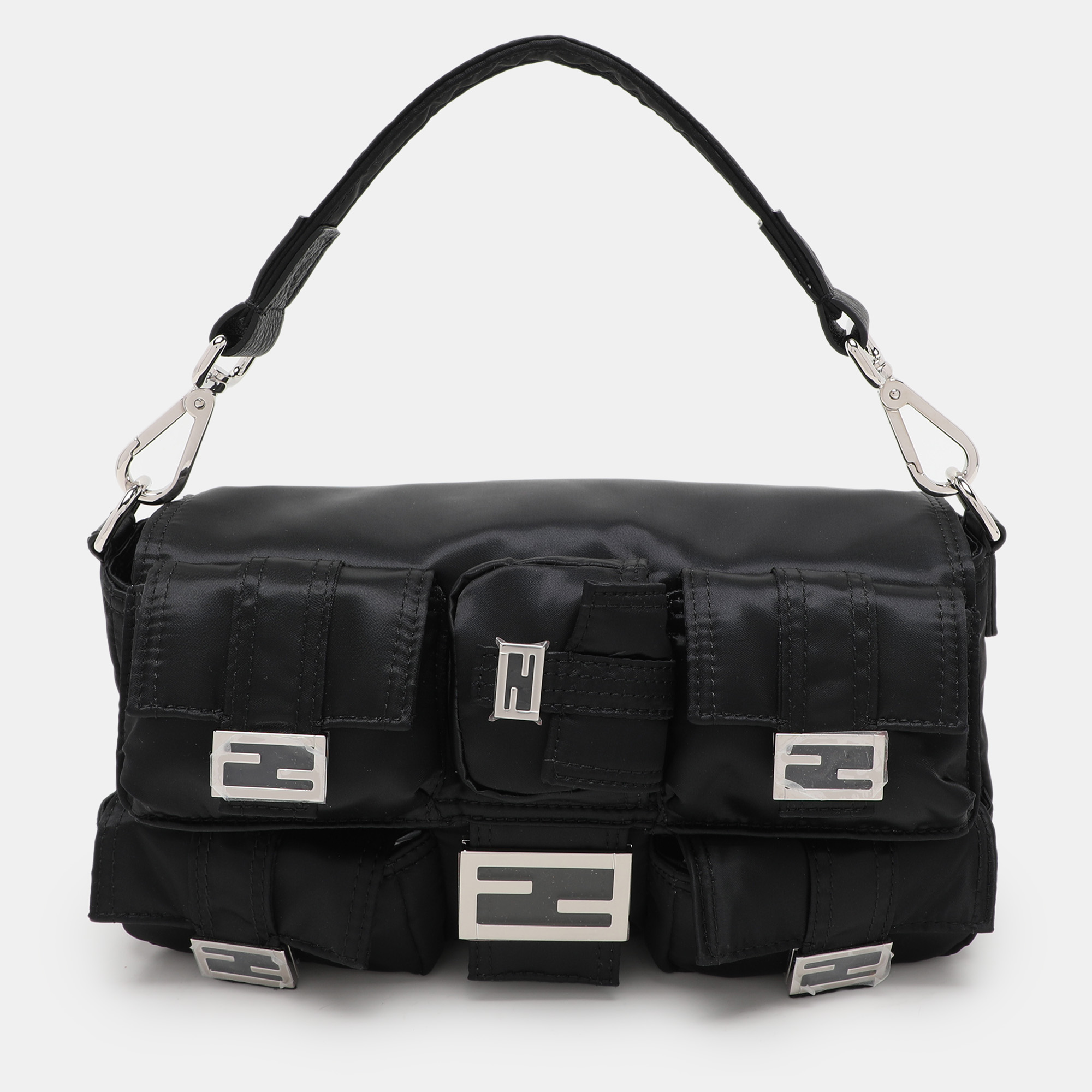 

Fendi Black Nylon Multipocket Baguette Bag