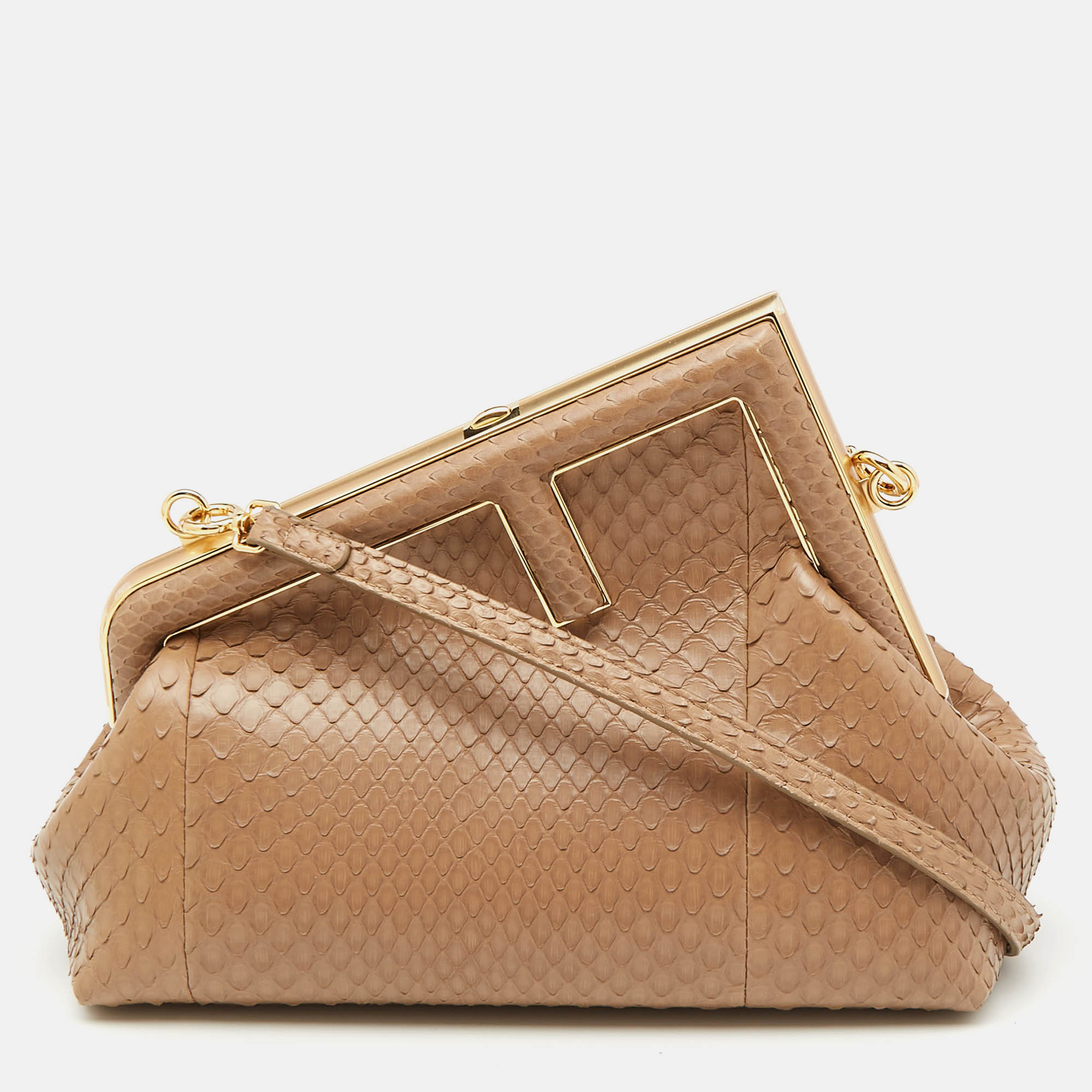 

Fendi Beige Python Small First Clutch Bag