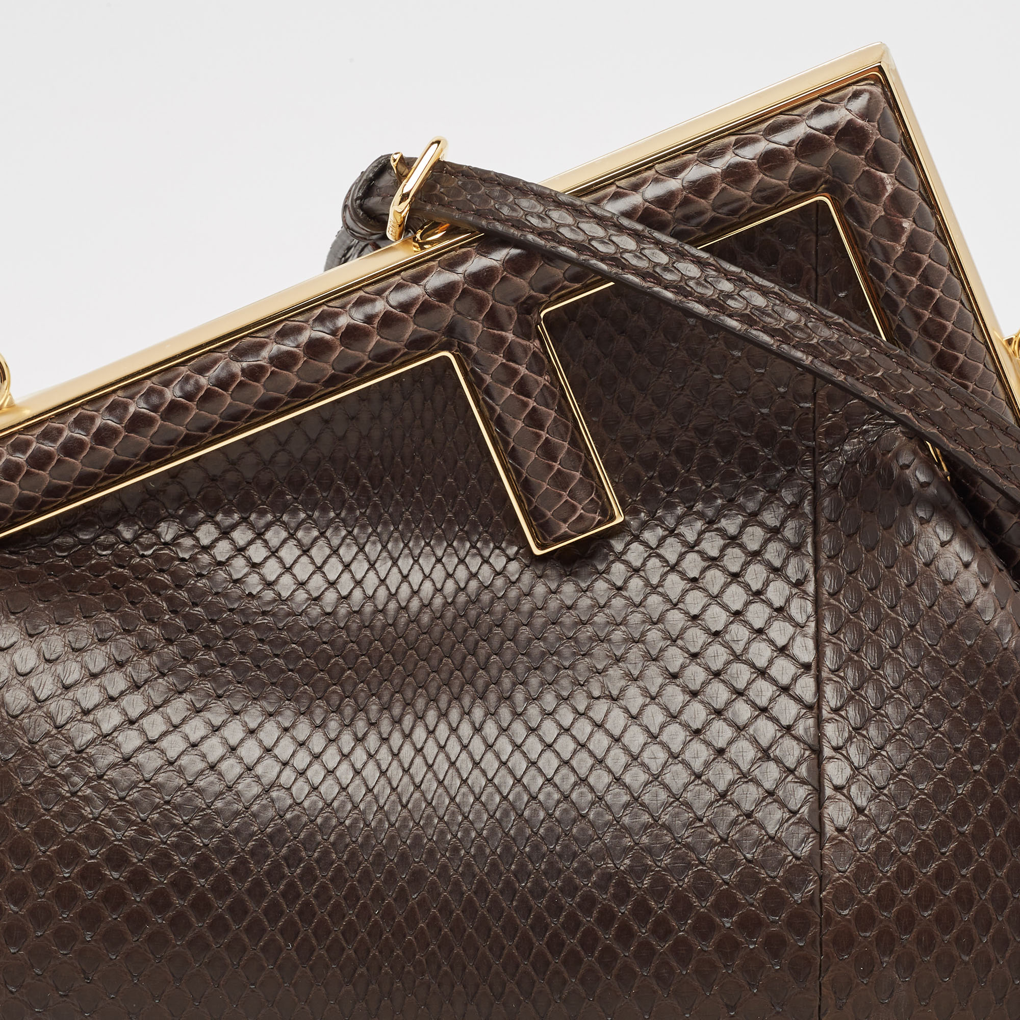Fendi Brown Python Small Fendi First Clutch 