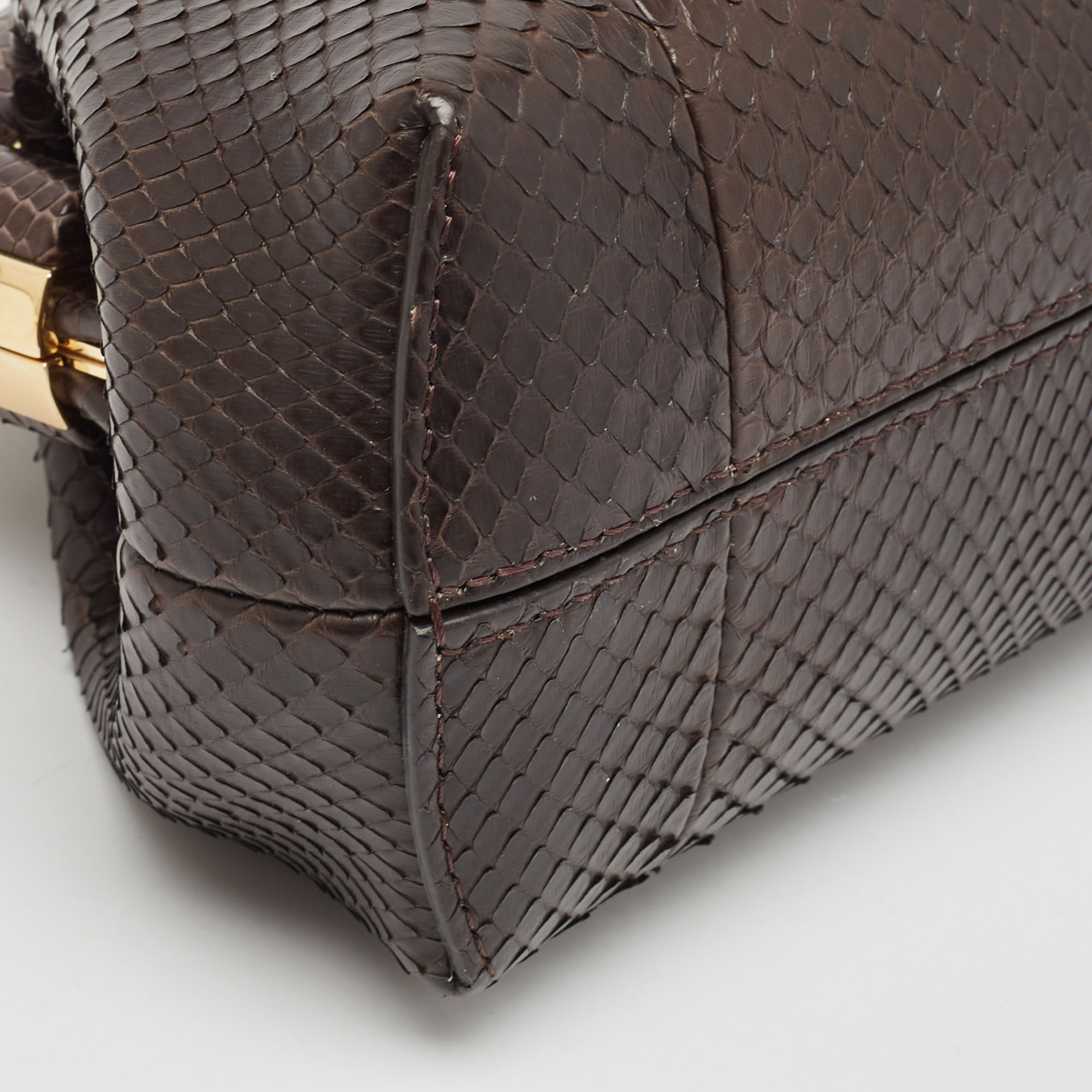 Fendi Brown Python Small Fendi First Clutch 
