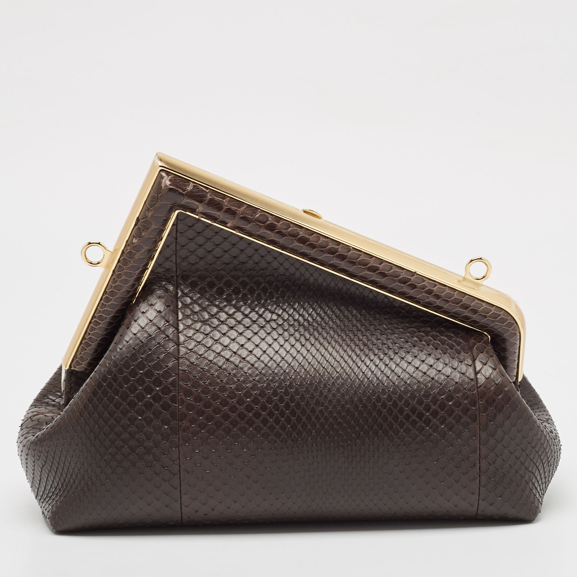 Fendi Brown Python Small Fendi First Clutch 