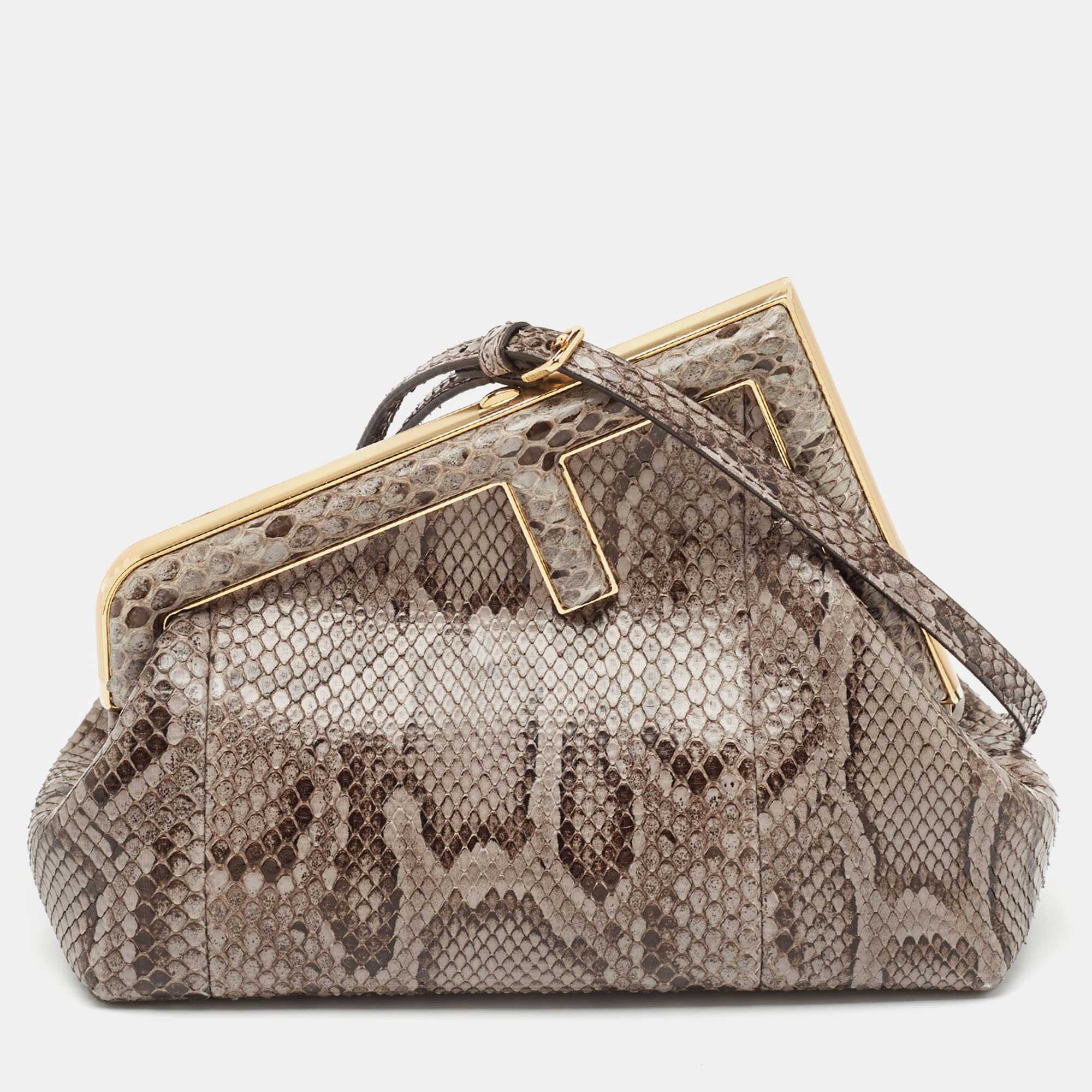 

Fendi Grey Python Small Fendi First Clutch