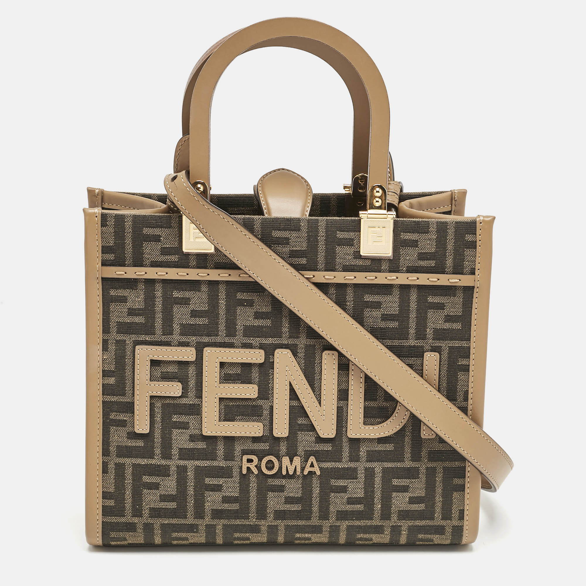 

Fendi Brown FF Jacquard Fabric  Sunshine Tote