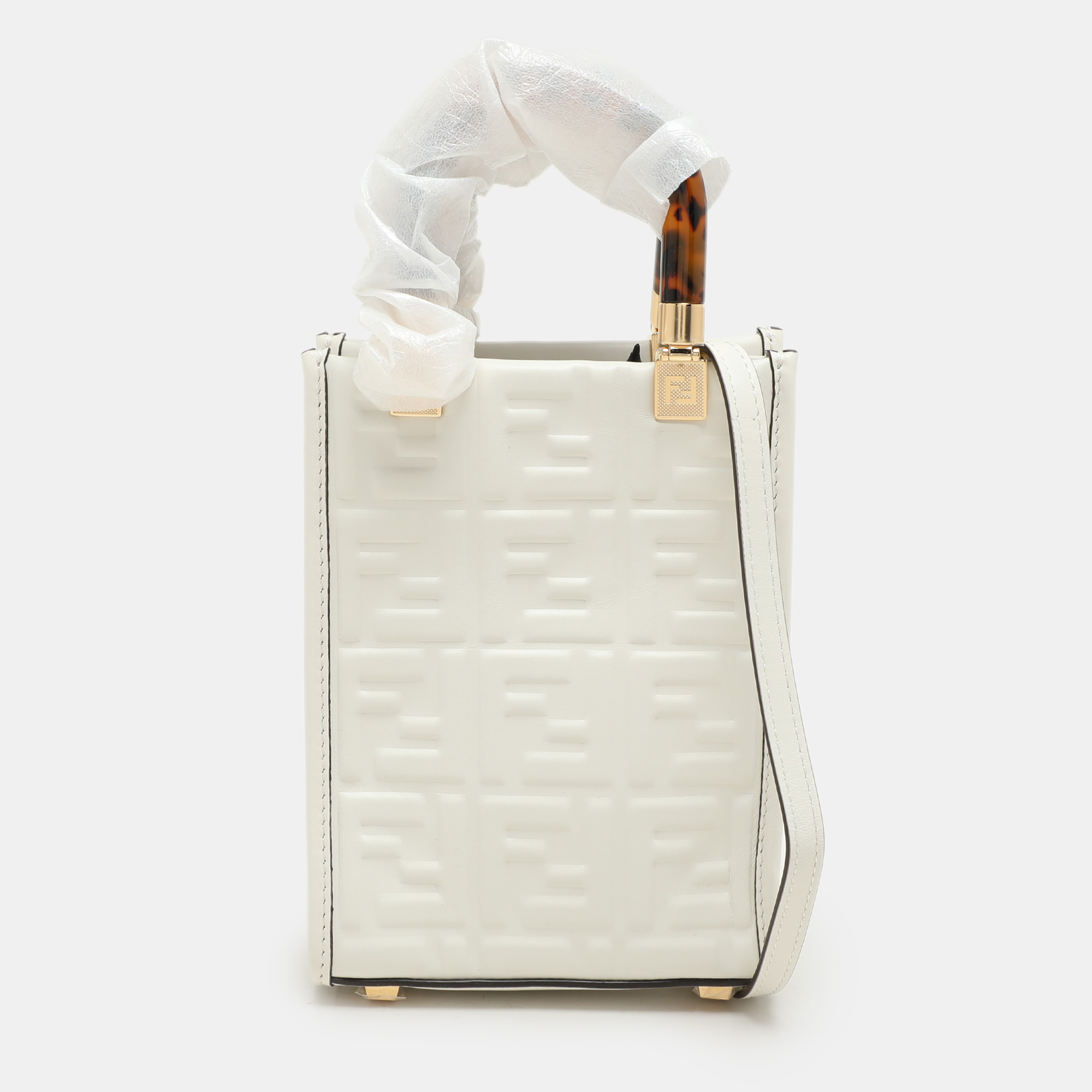 

Fendi White Leather Mini Sunshine Tote
